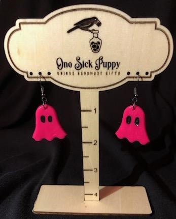 Hot Pink Ghost Dangle Earrings
