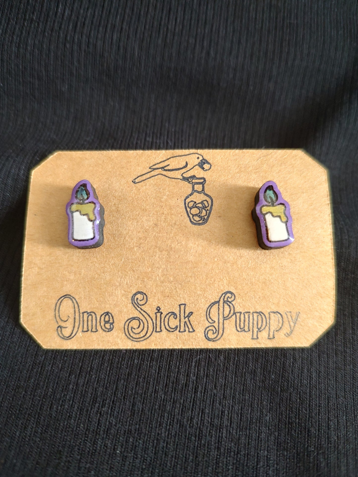 Black Flame Candle Studs