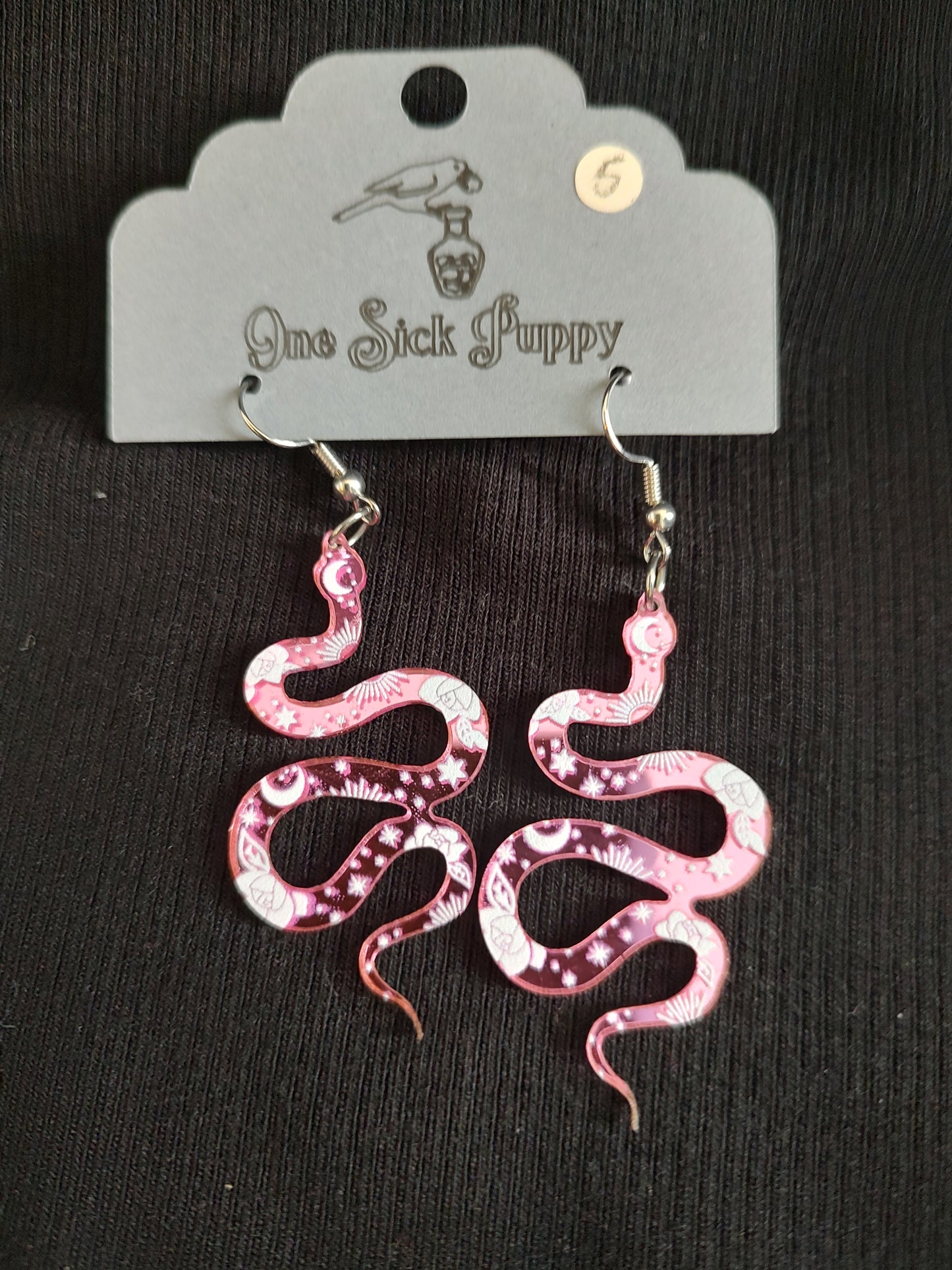 Rose Mirror Snake Earrings
