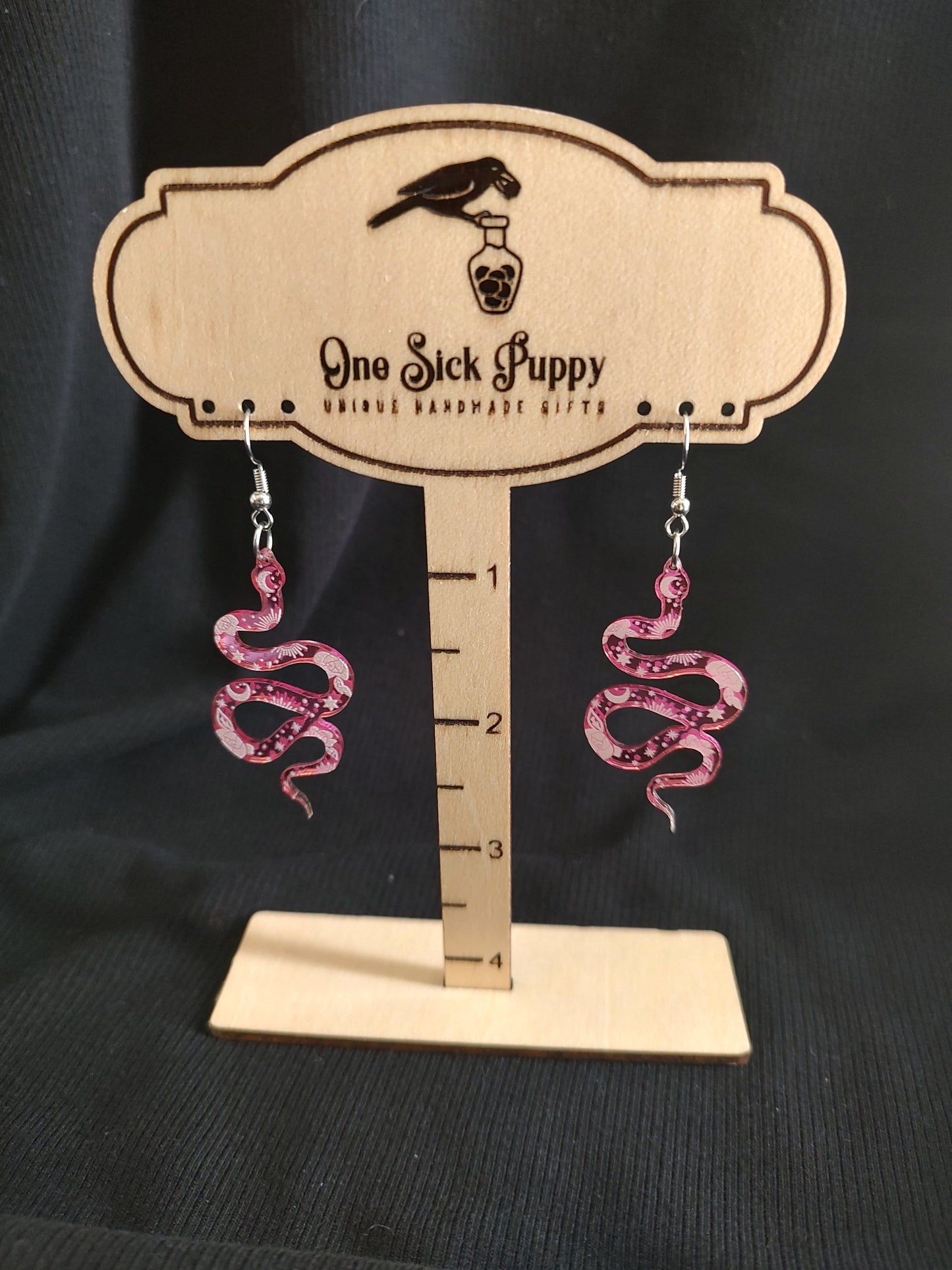 Rose Mirror Snake Earrings