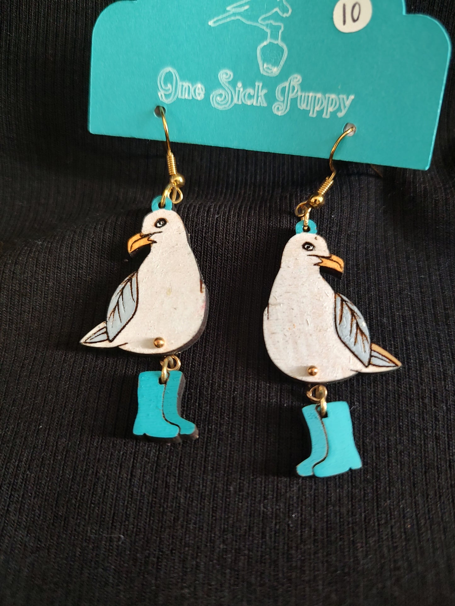 Seagull in Boots Earrings
