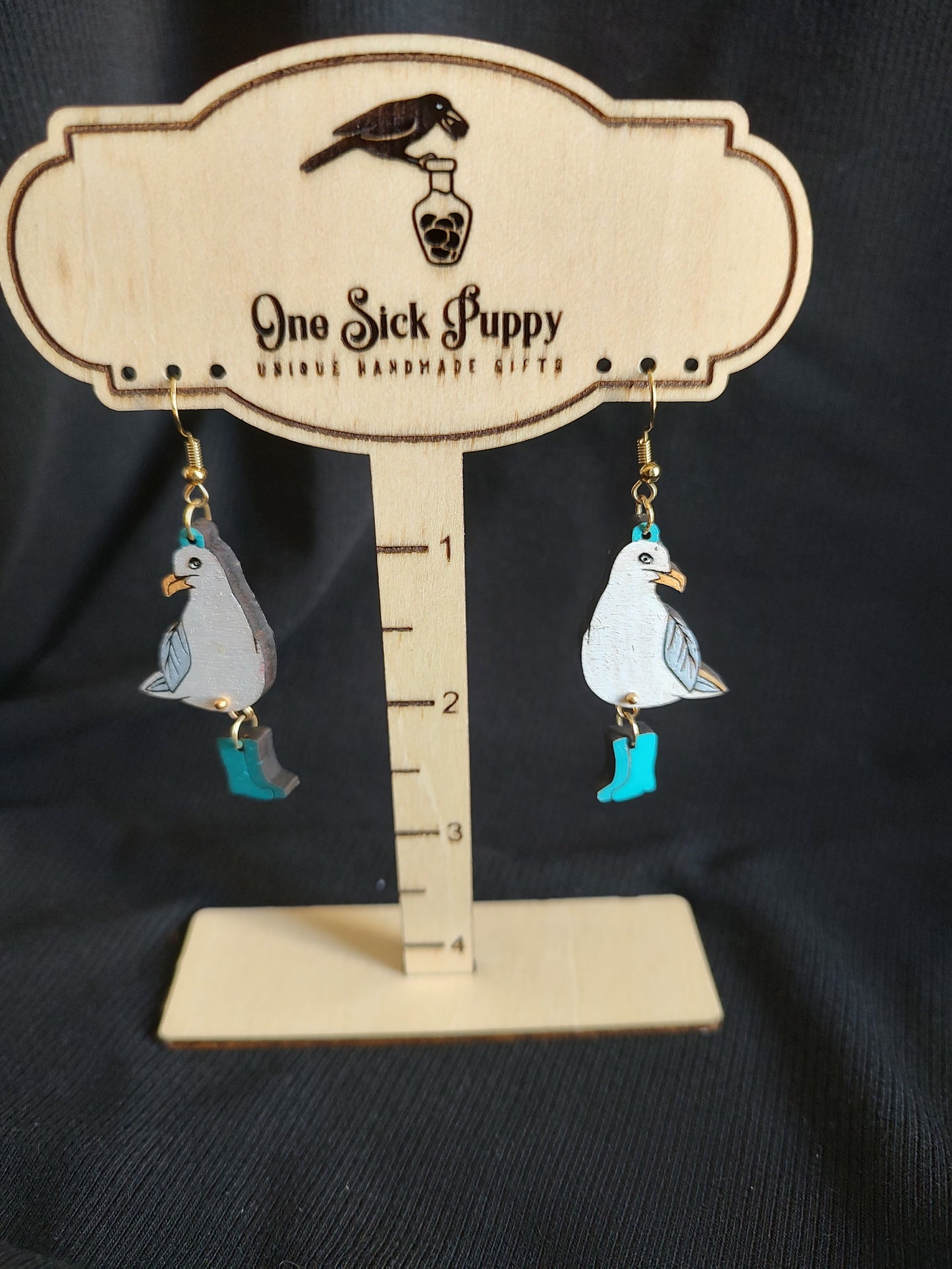 Seagull in Boots Earrings