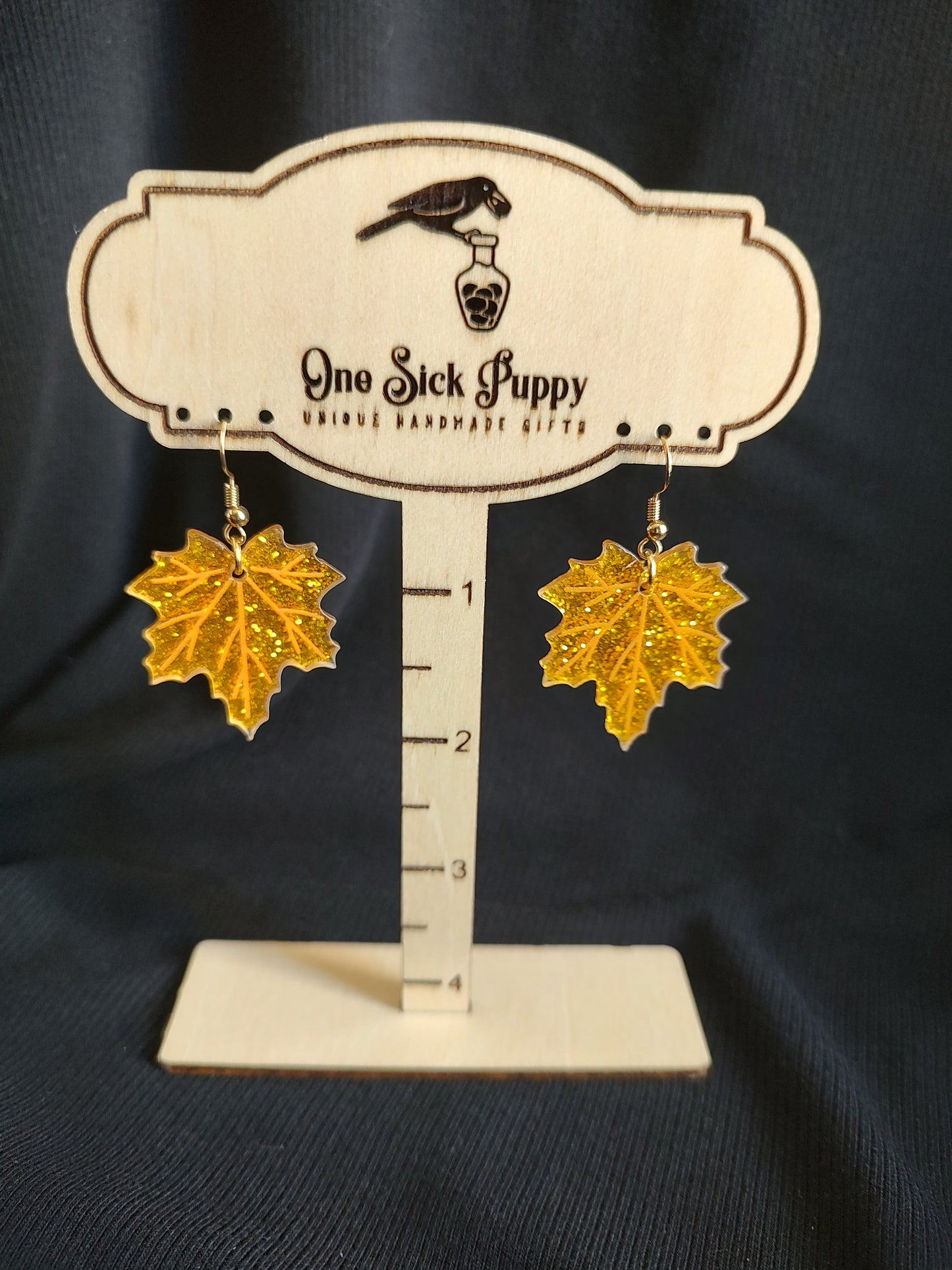 Glitter Acrylic Leaf Earrings