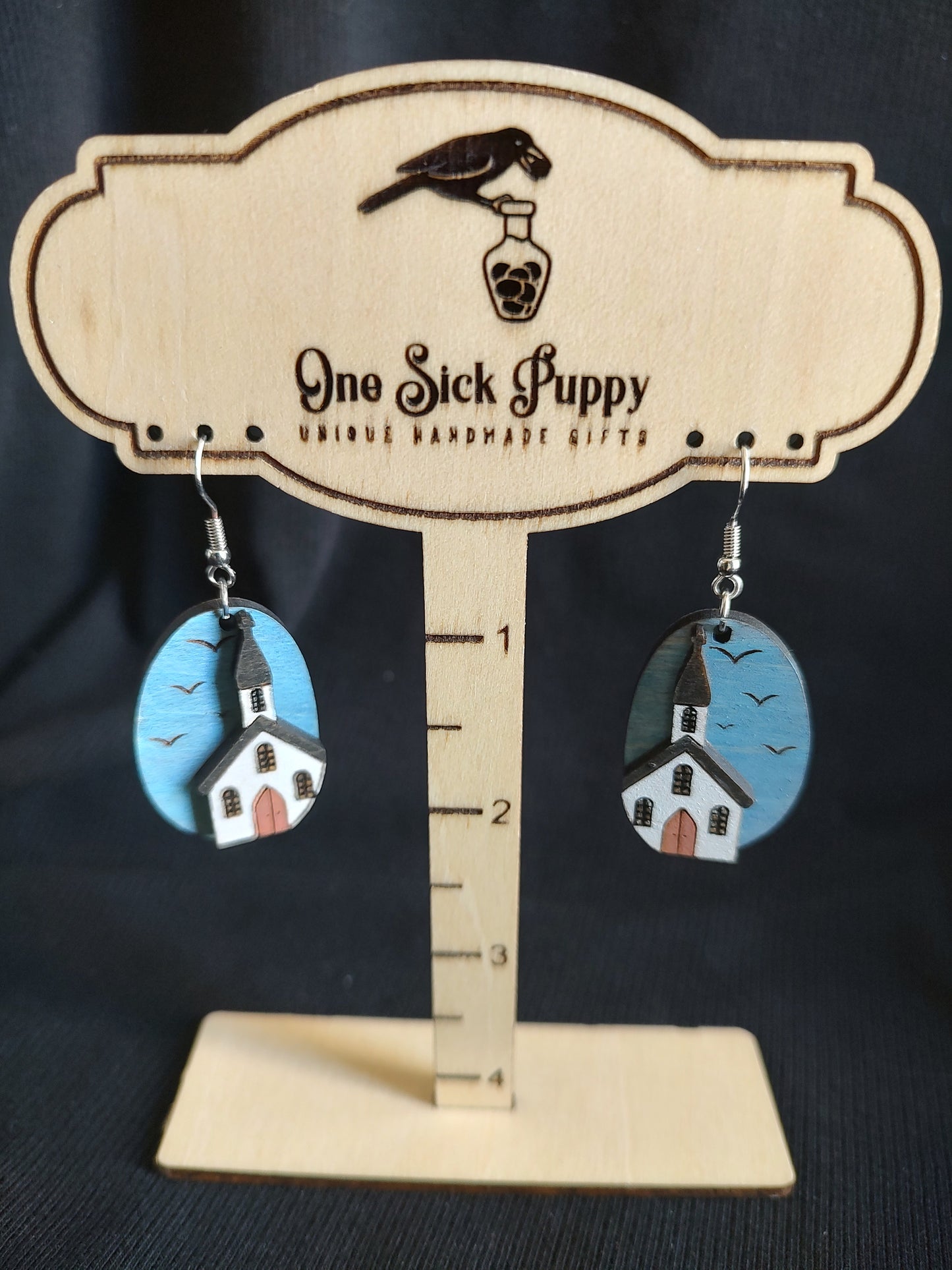 Little White Church Earrings