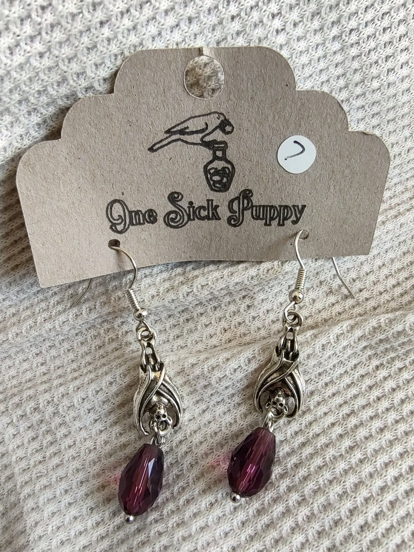 Metal and Crystal Bat Drop Earrings