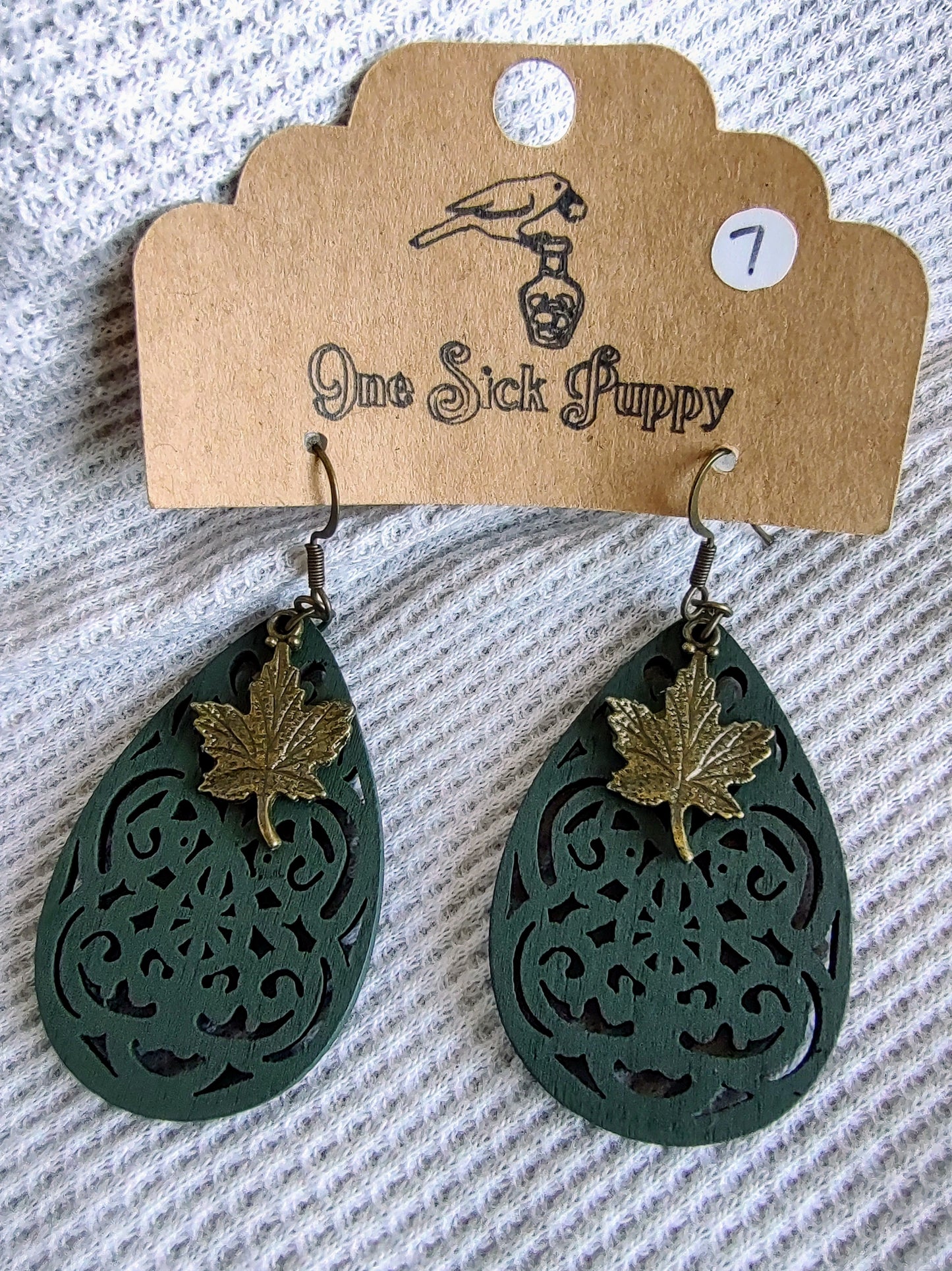 Embellished Wooden Fillagree Earrings