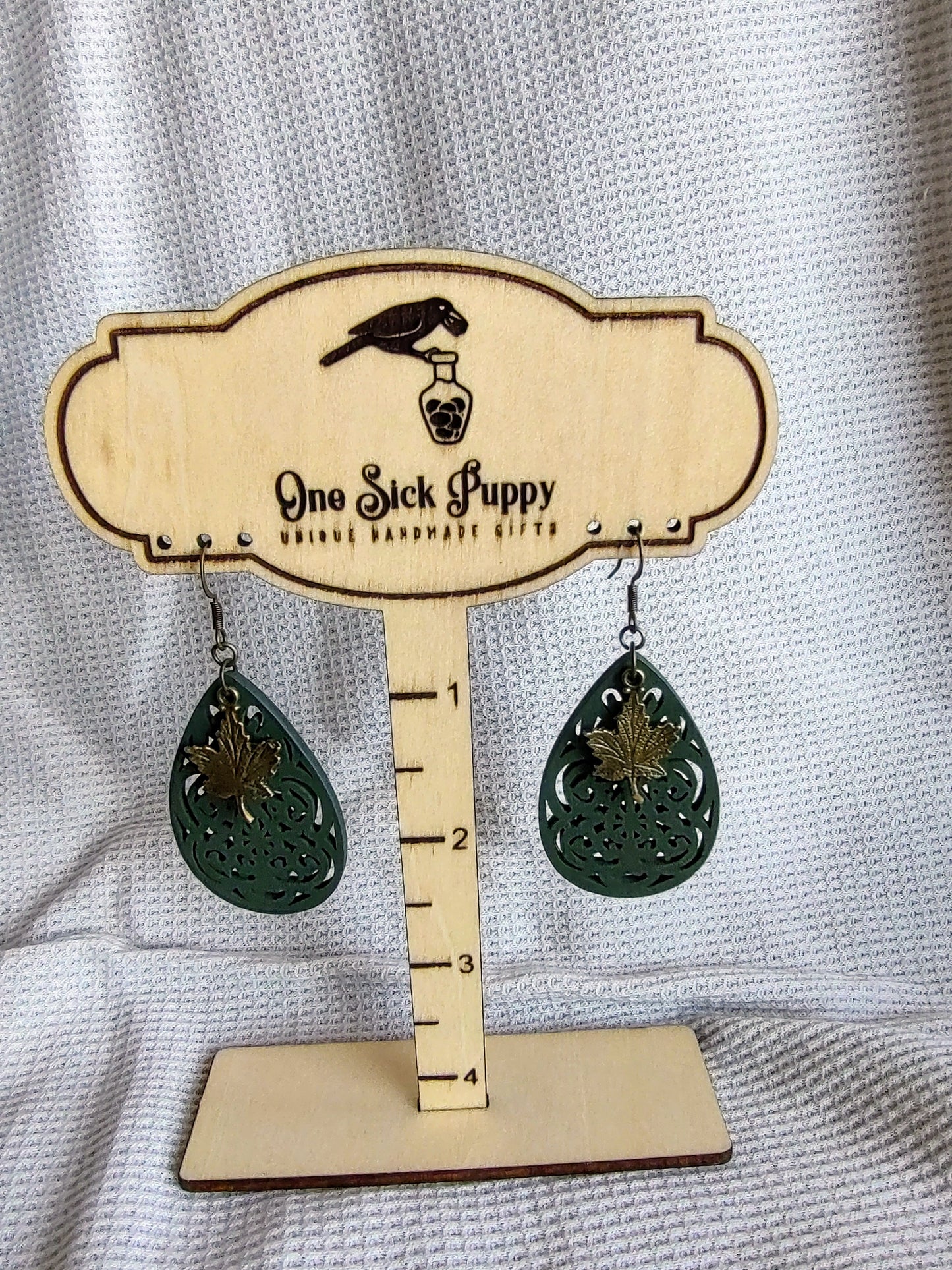 Embellished Wooden Fillagree Earrings