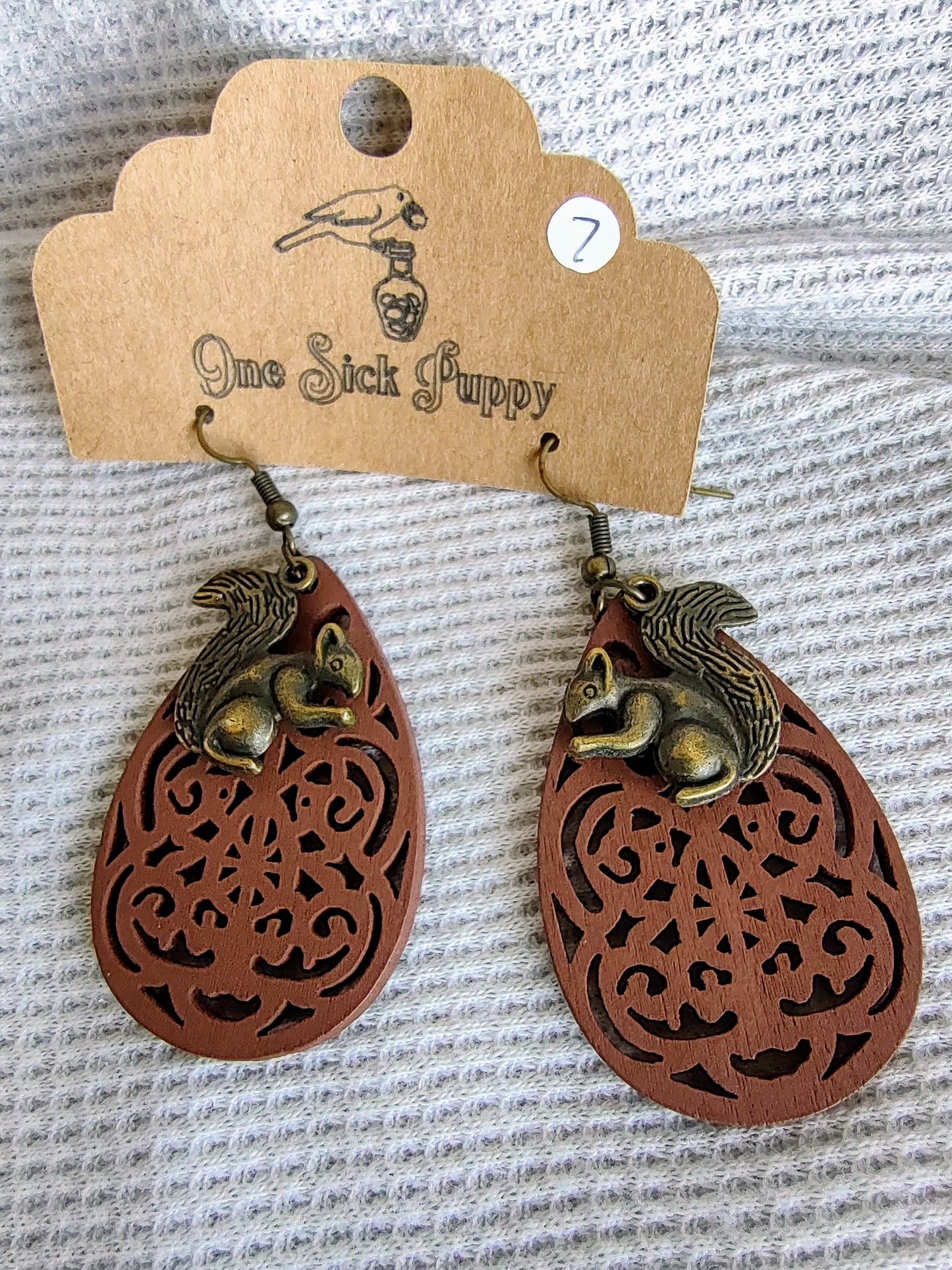 Embellished Wooden Fillagree Earrings