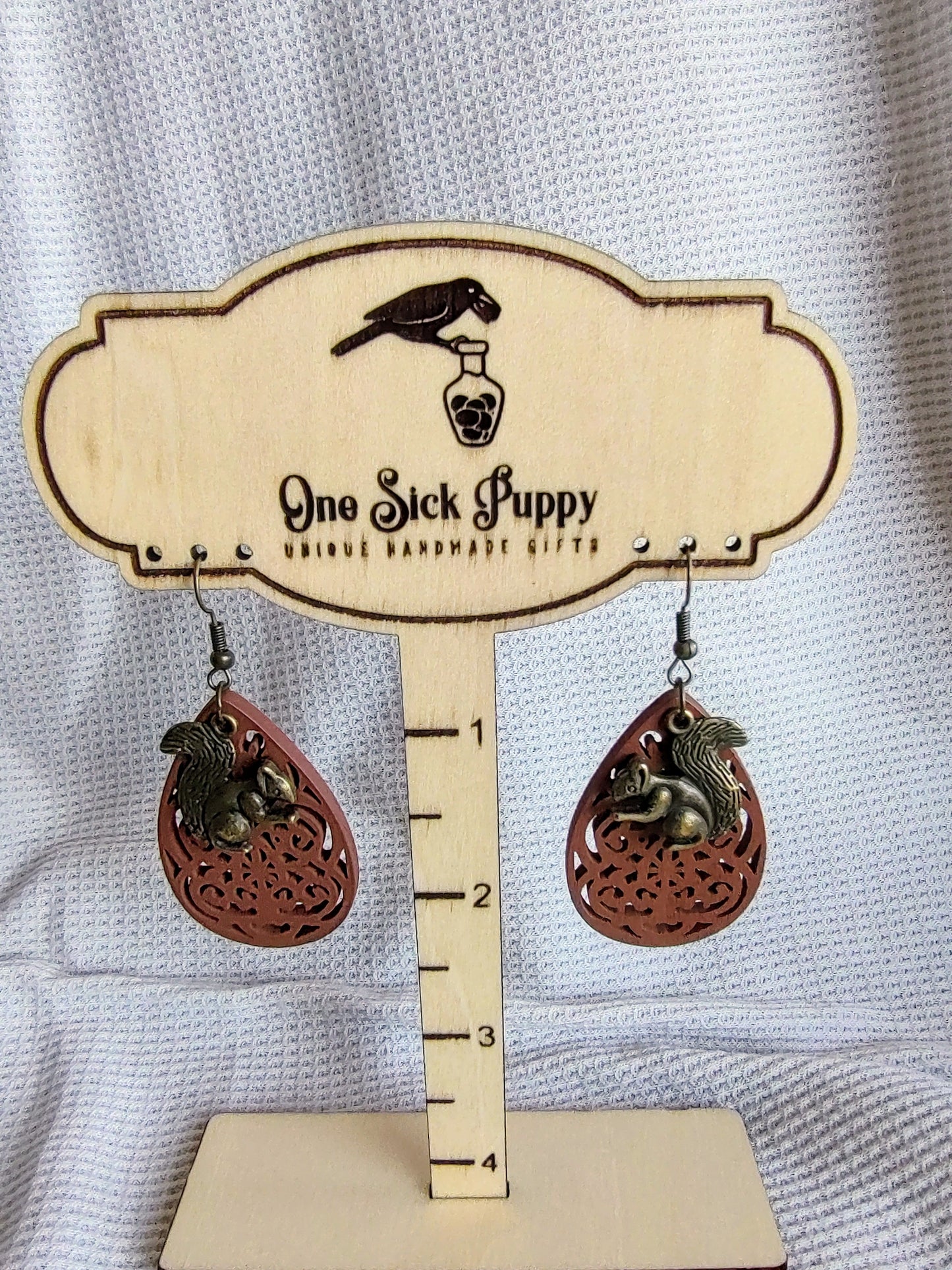 Embellished Wooden Fillagree Earrings