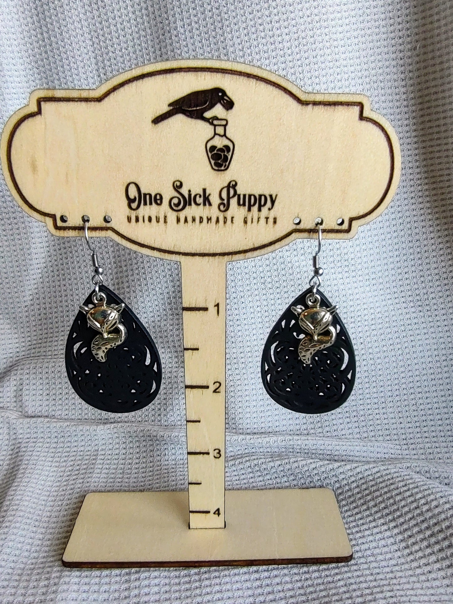 Embellished Wooden Fillagree Earrings
