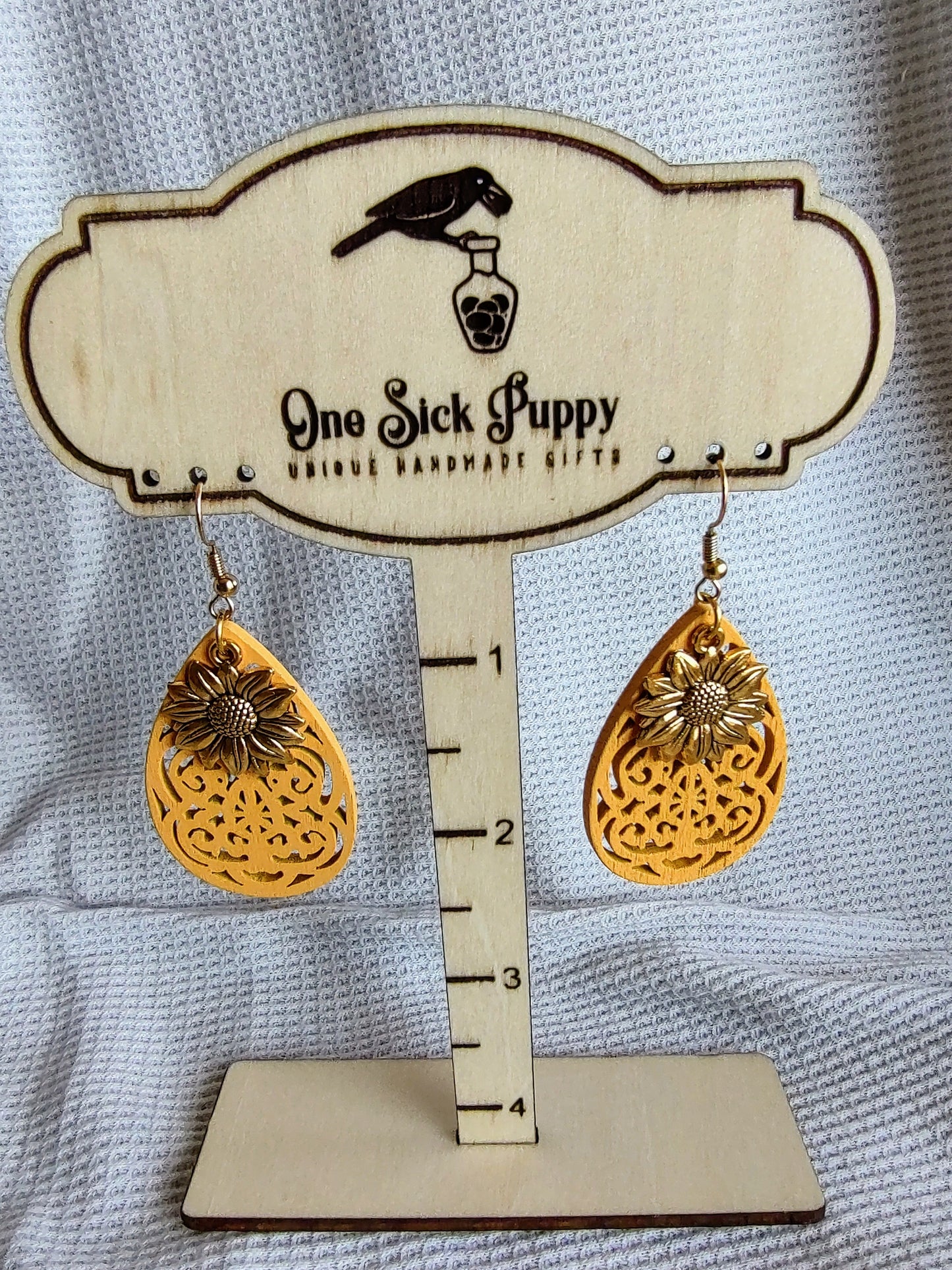 Embellished Wooden Fillagree Earrings