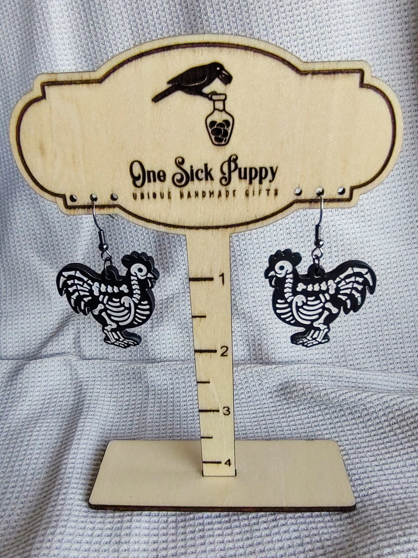 Skelly Chicken Dangle Earrings