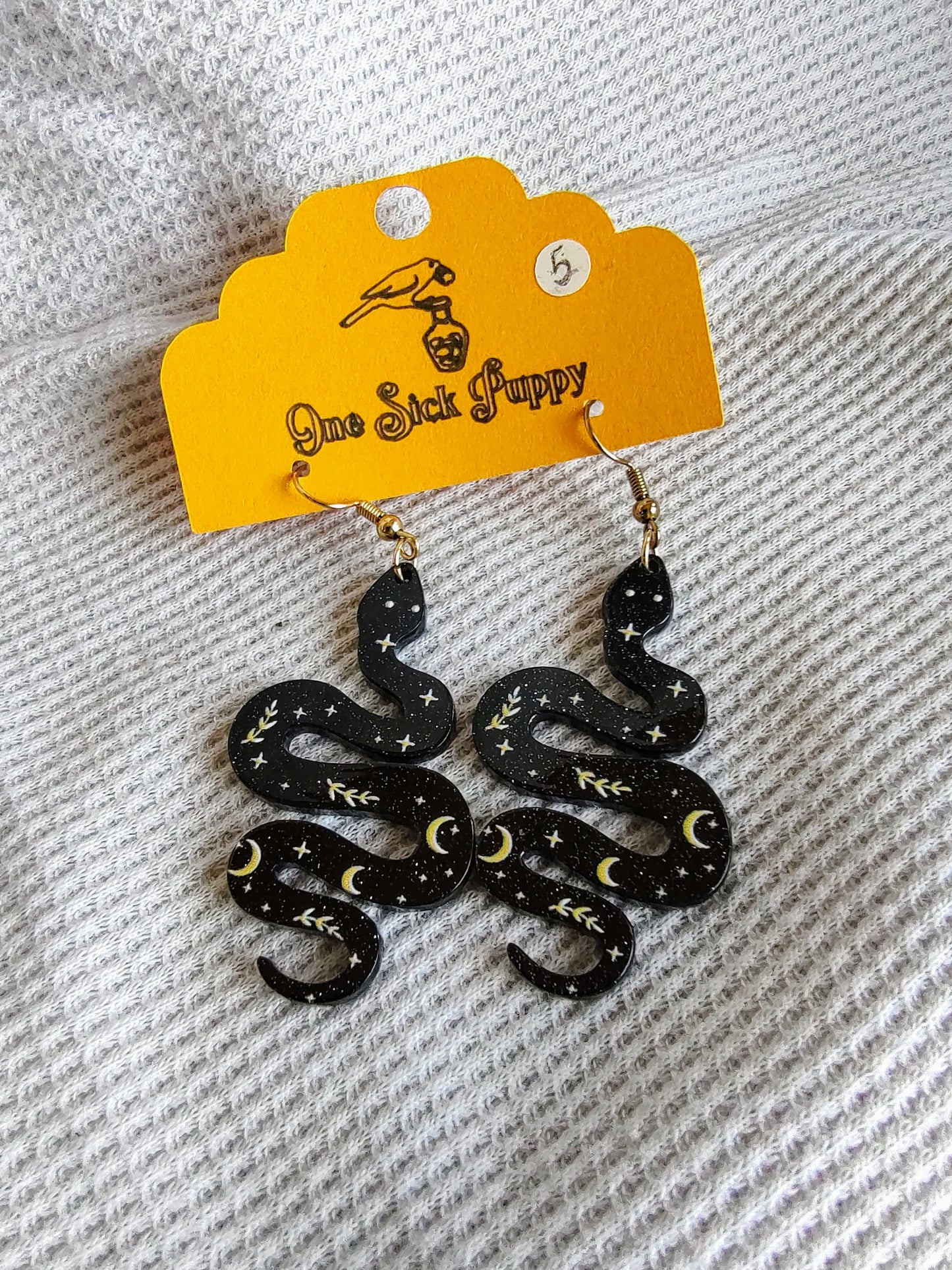 Moon Snake Dangle Earrings