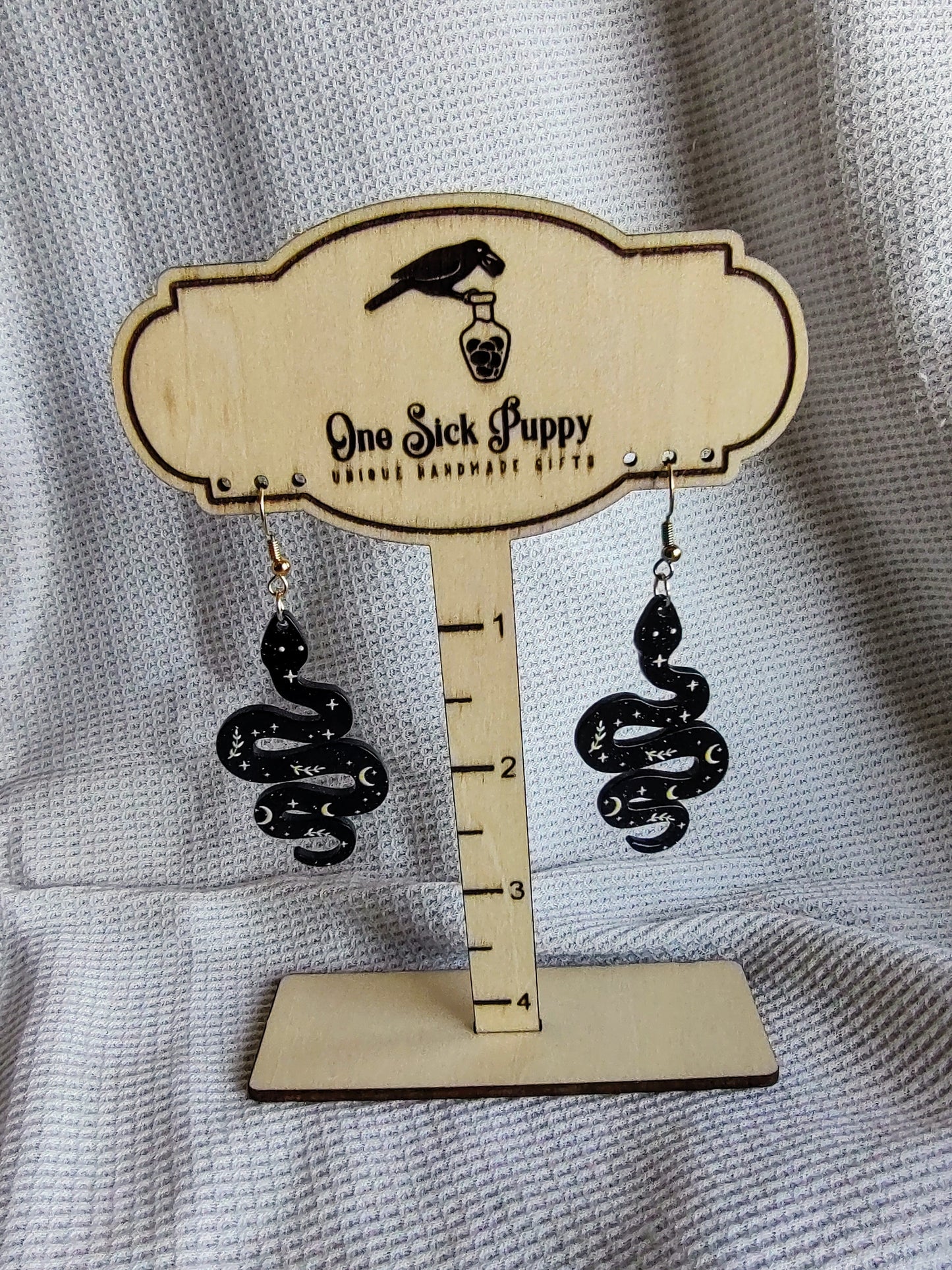 Moon Snake Dangle Earrings