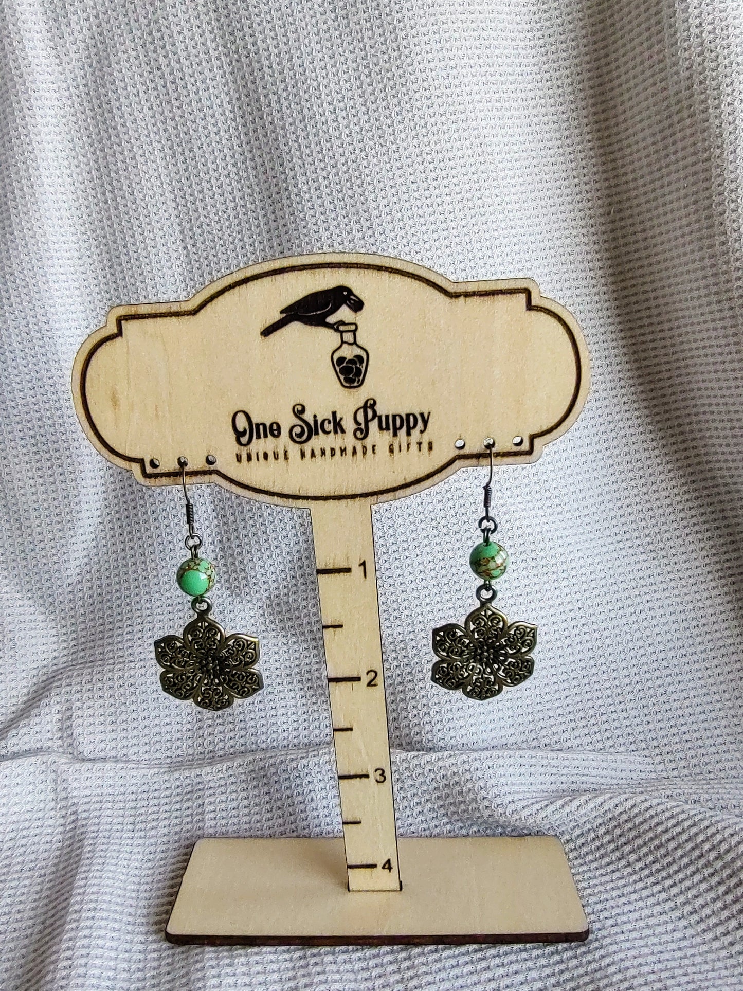 Boho Turquoise Floral Earrings