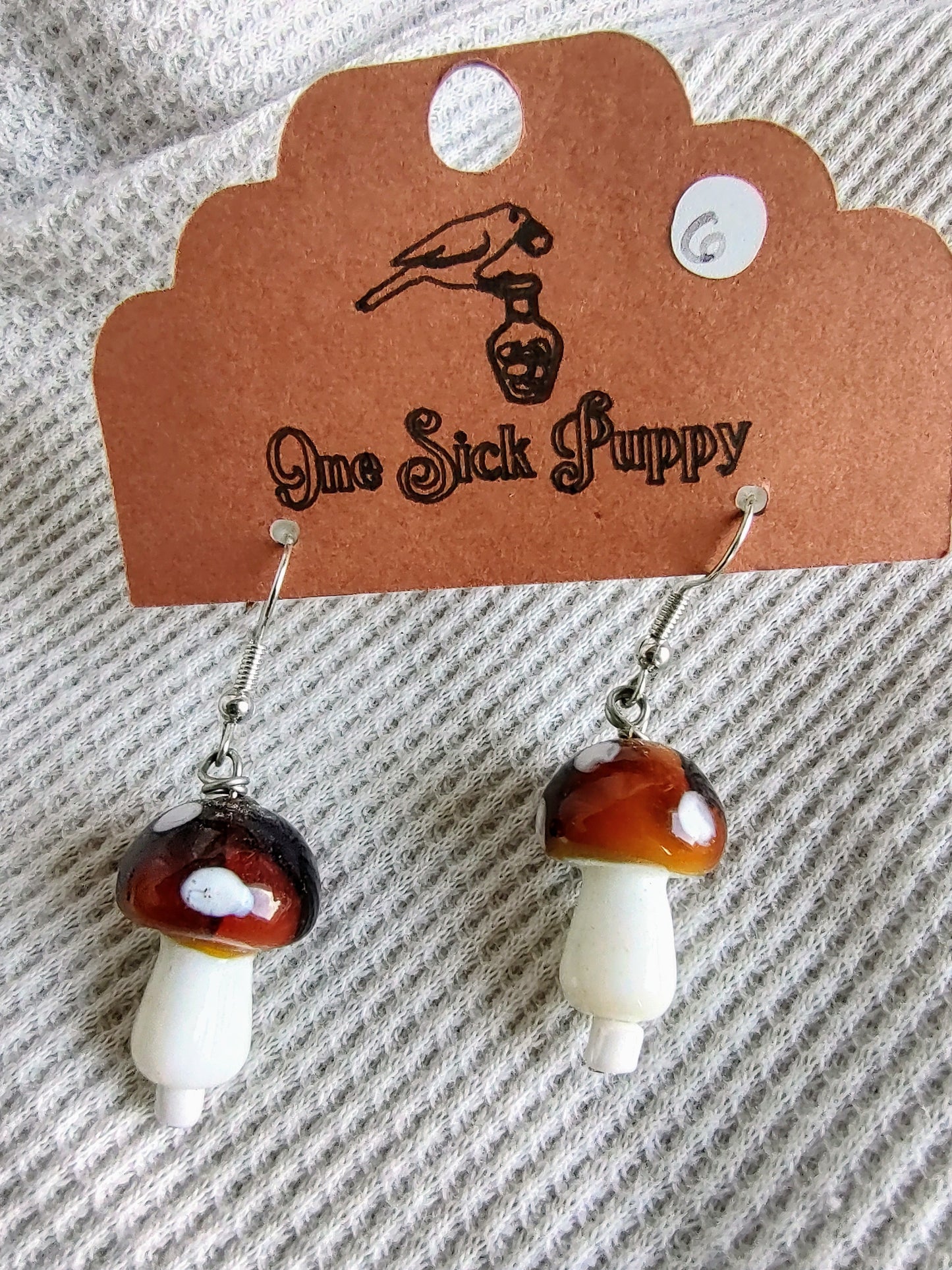 Glass Mushroom Dangle Earrings