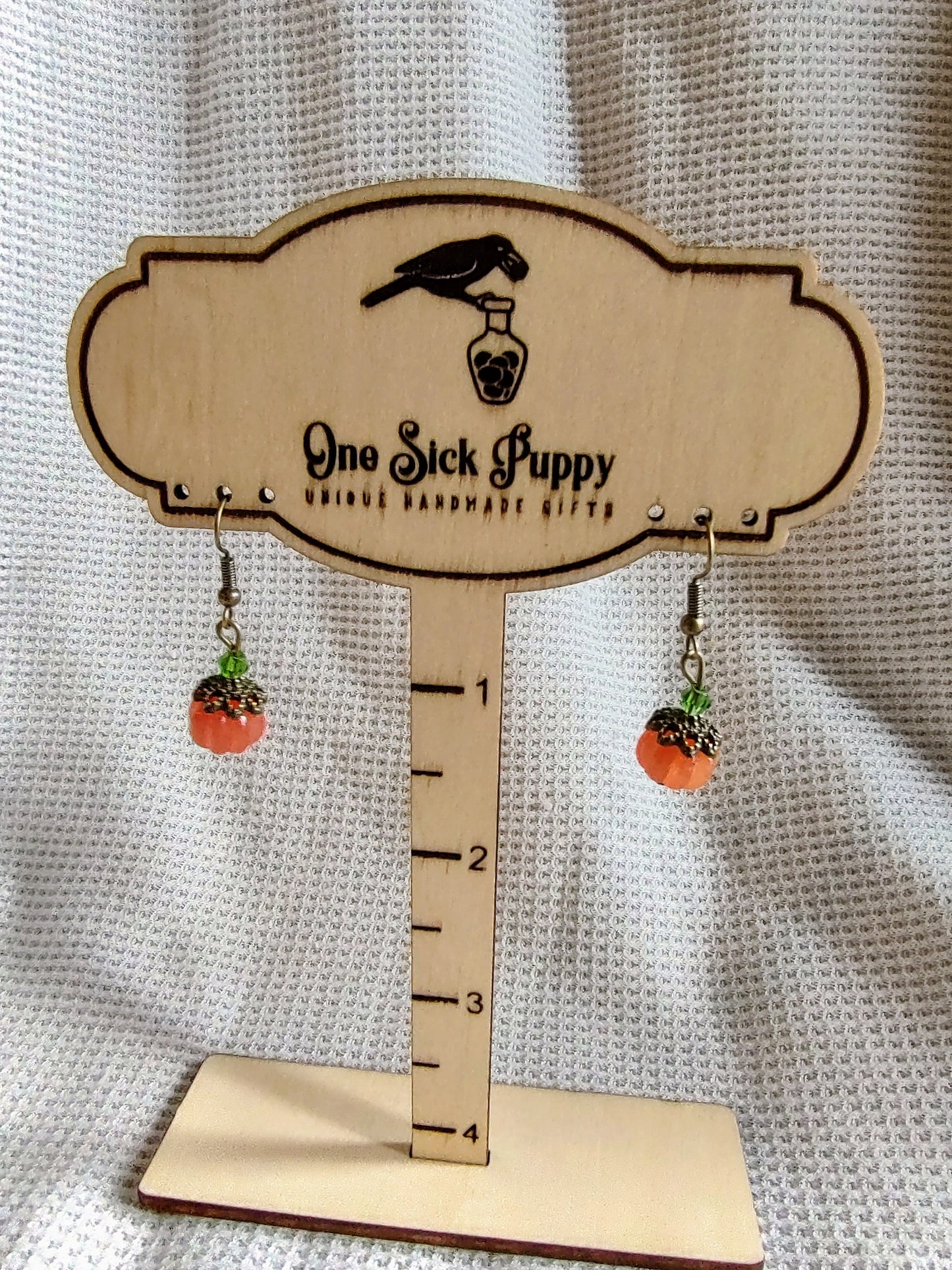 Glass Pumpkin Dangle Earrings