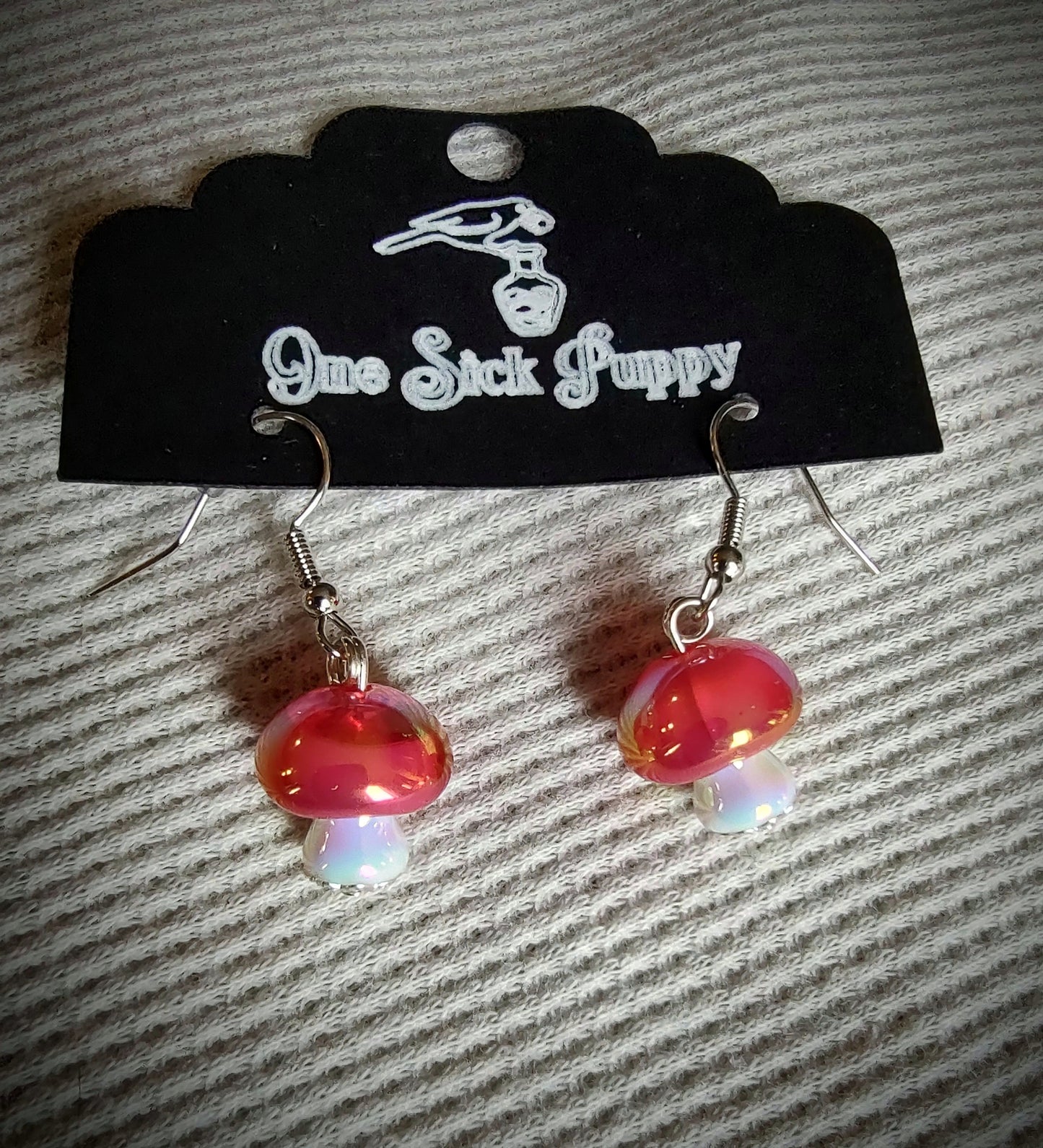 Iridescent Mushroom Earrings