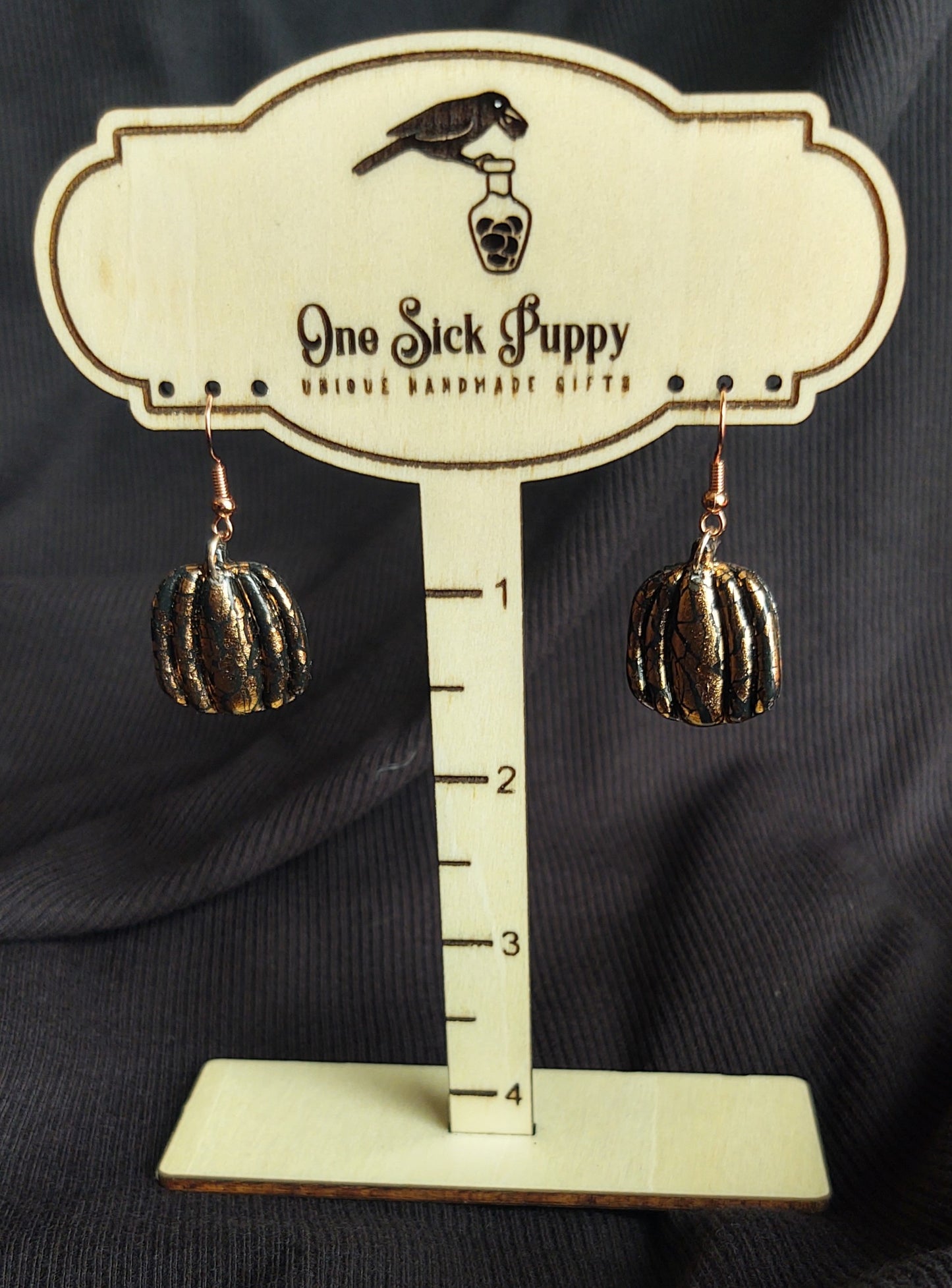 Black Crackle Pumpkin Earrings