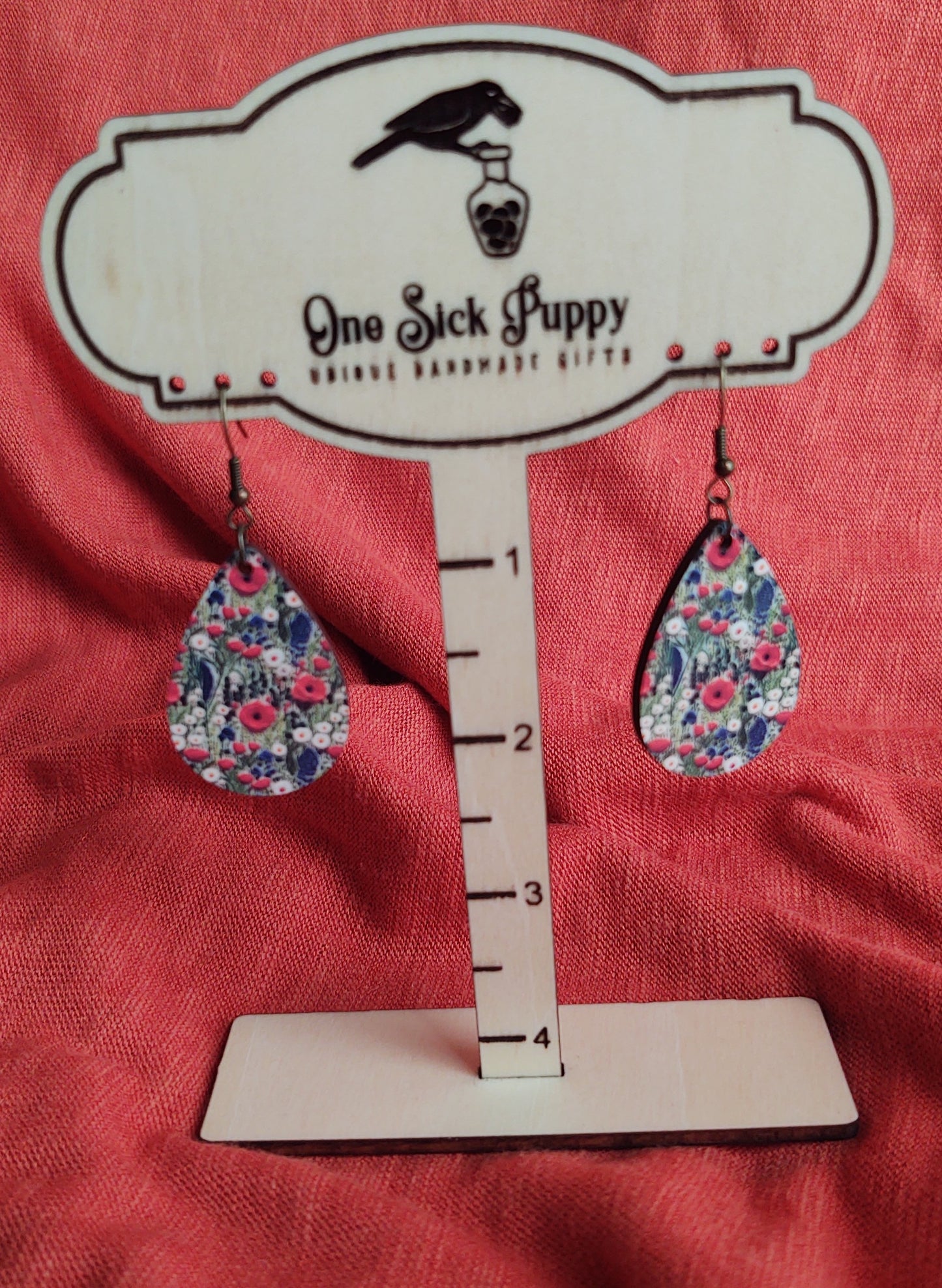 Patriotic Floral Dangle Earrings