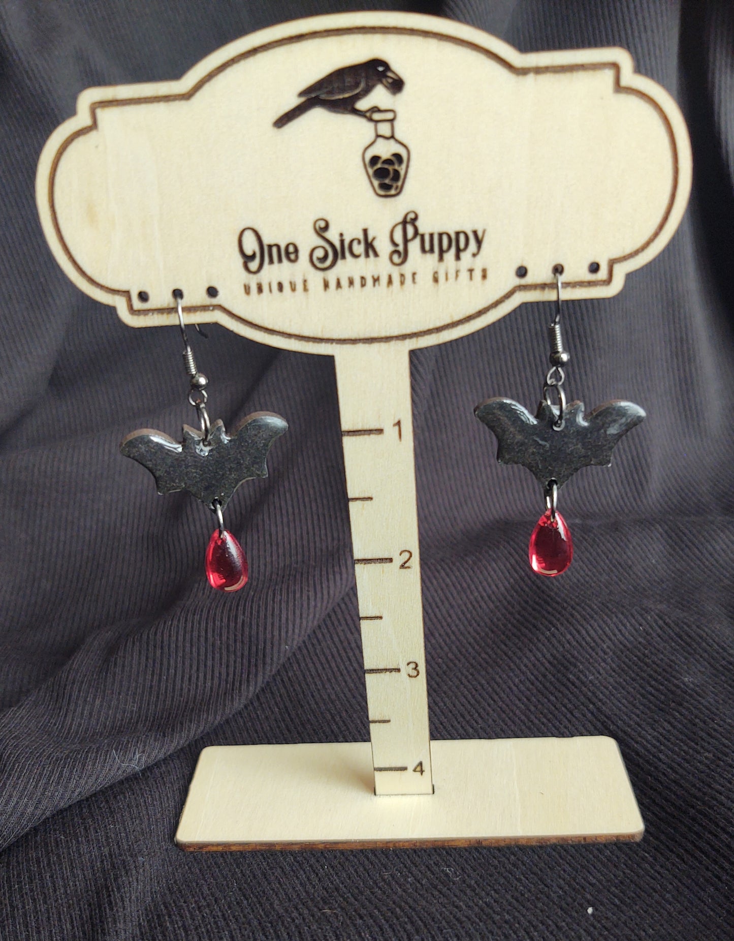 Wooden Bat Dangle Earrings