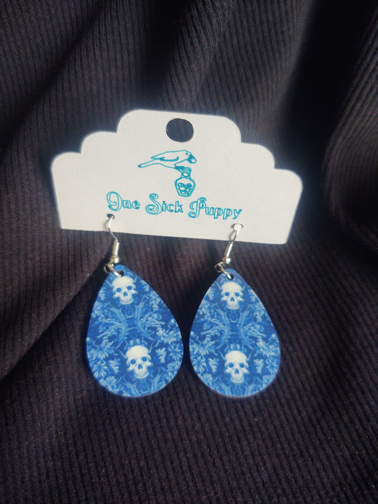 Blue Mood Skull Dangles