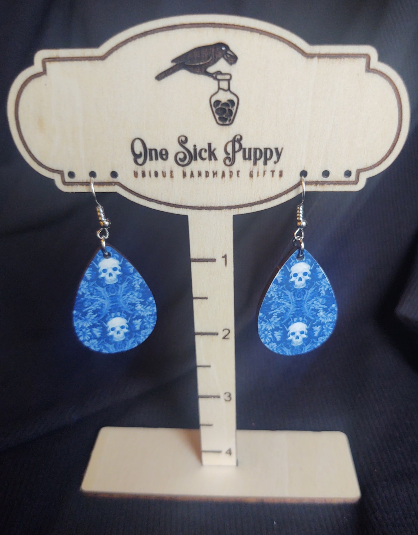 Blue Mood Skull Dangles