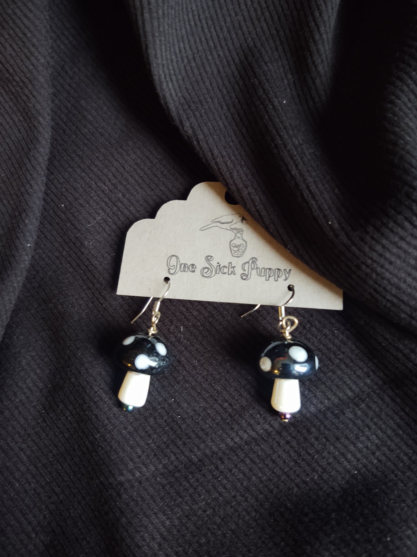 Glass Mushroom Dangle Earrings