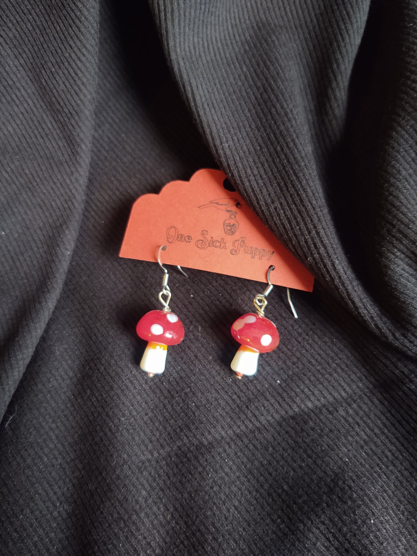 Glass Mushroom Dangle Earrings