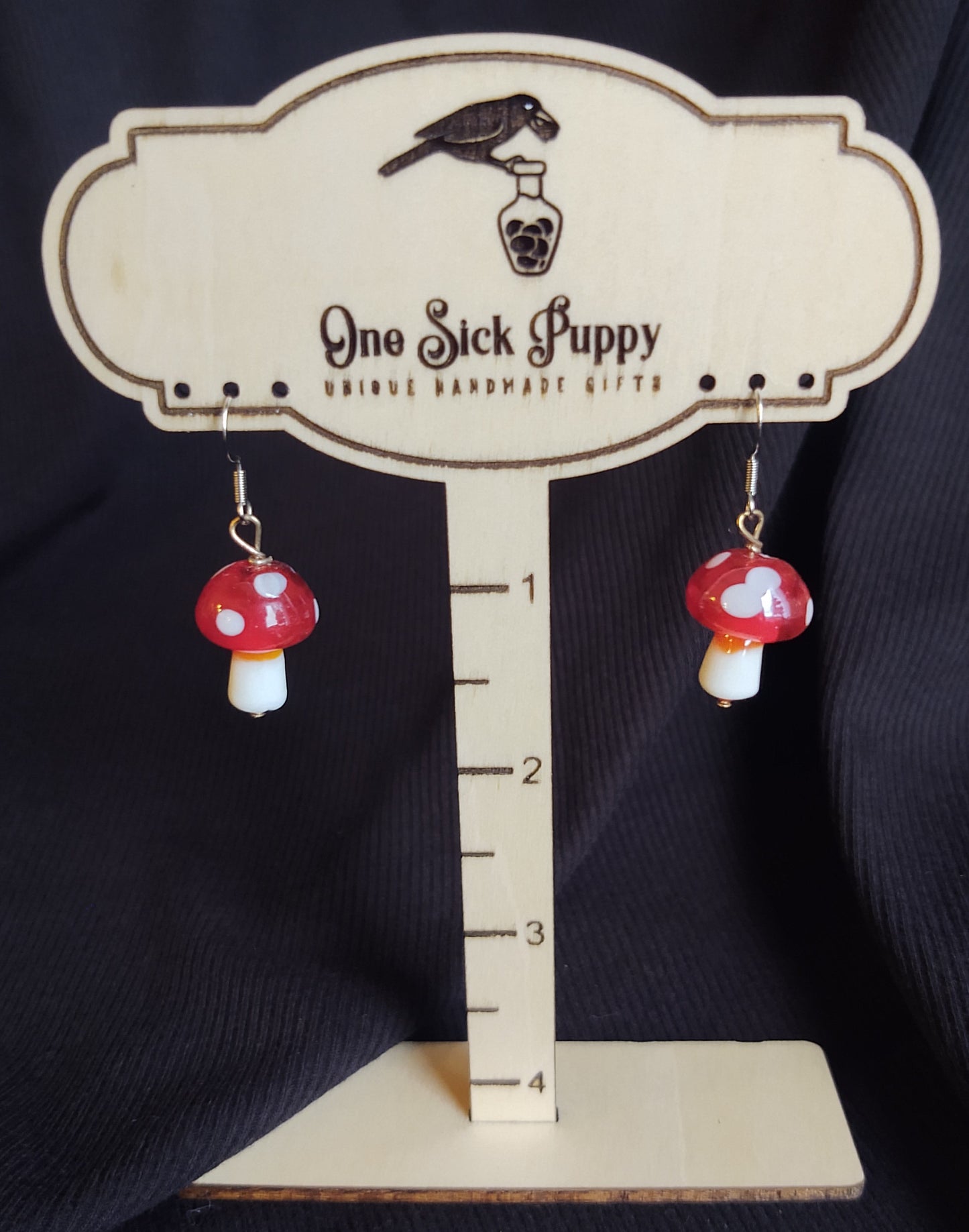 Glass Mushroom Dangle Earrings