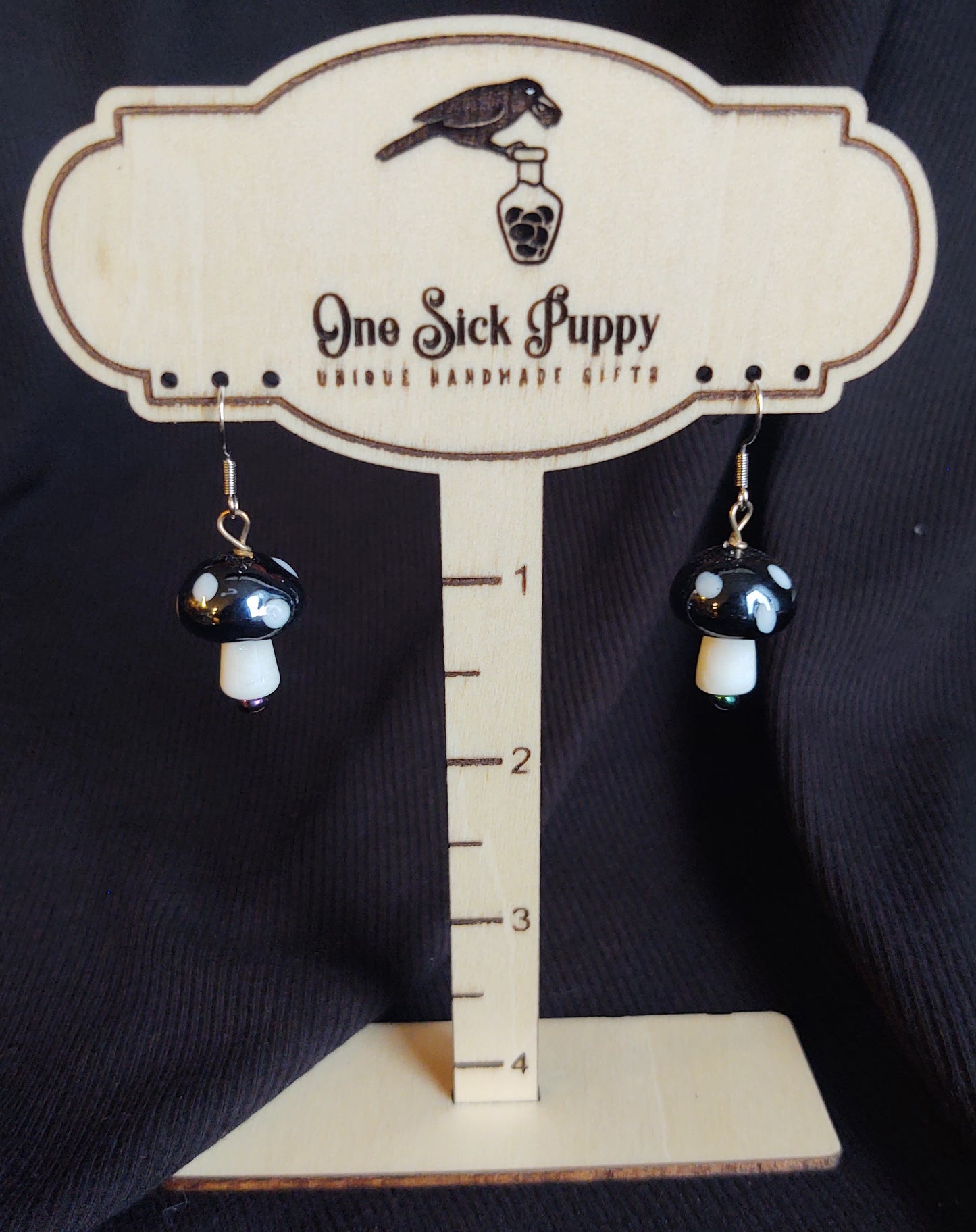 Glass Mushroom Dangle Earrings
