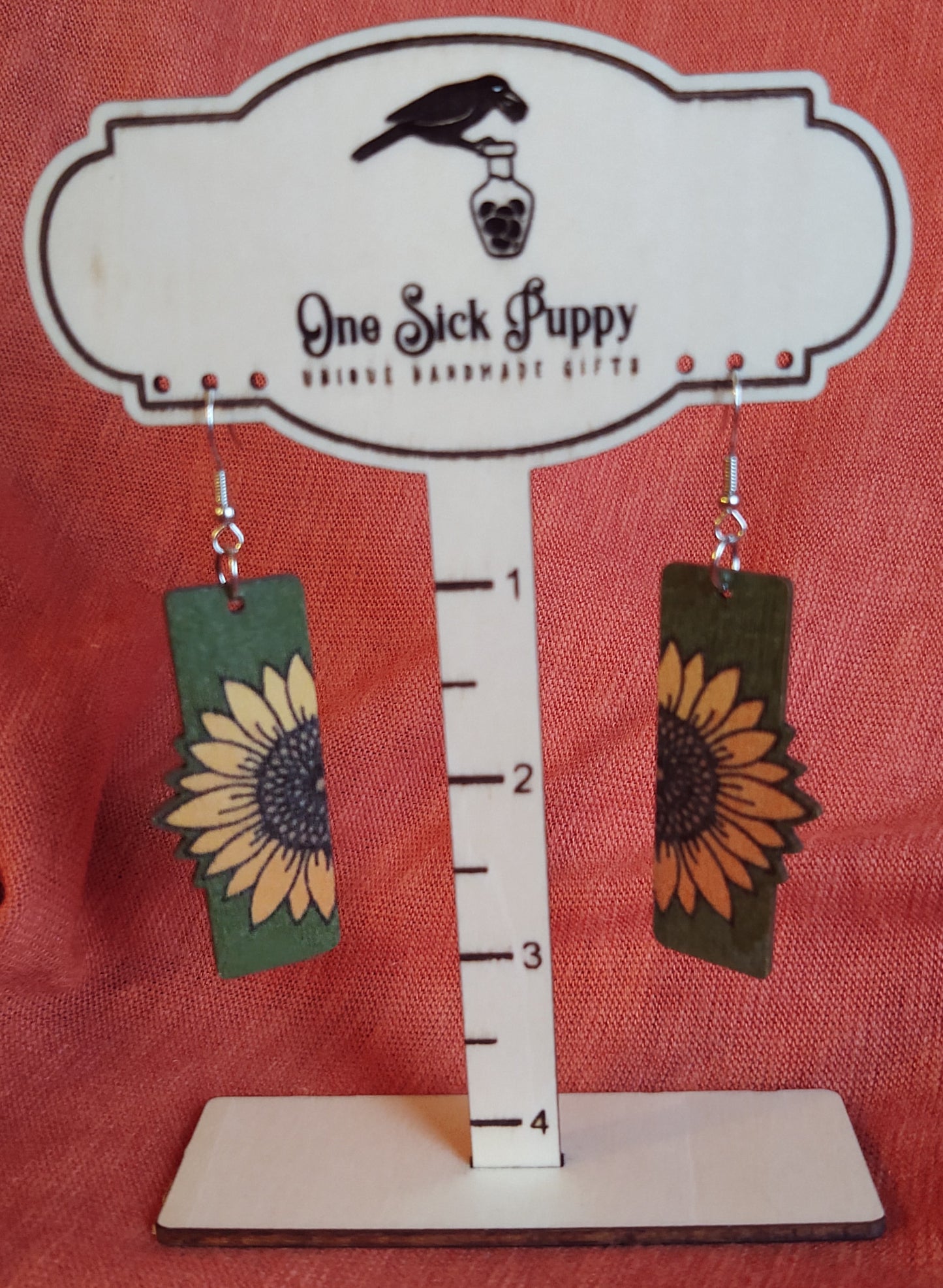Wooden Sunflower Dangles