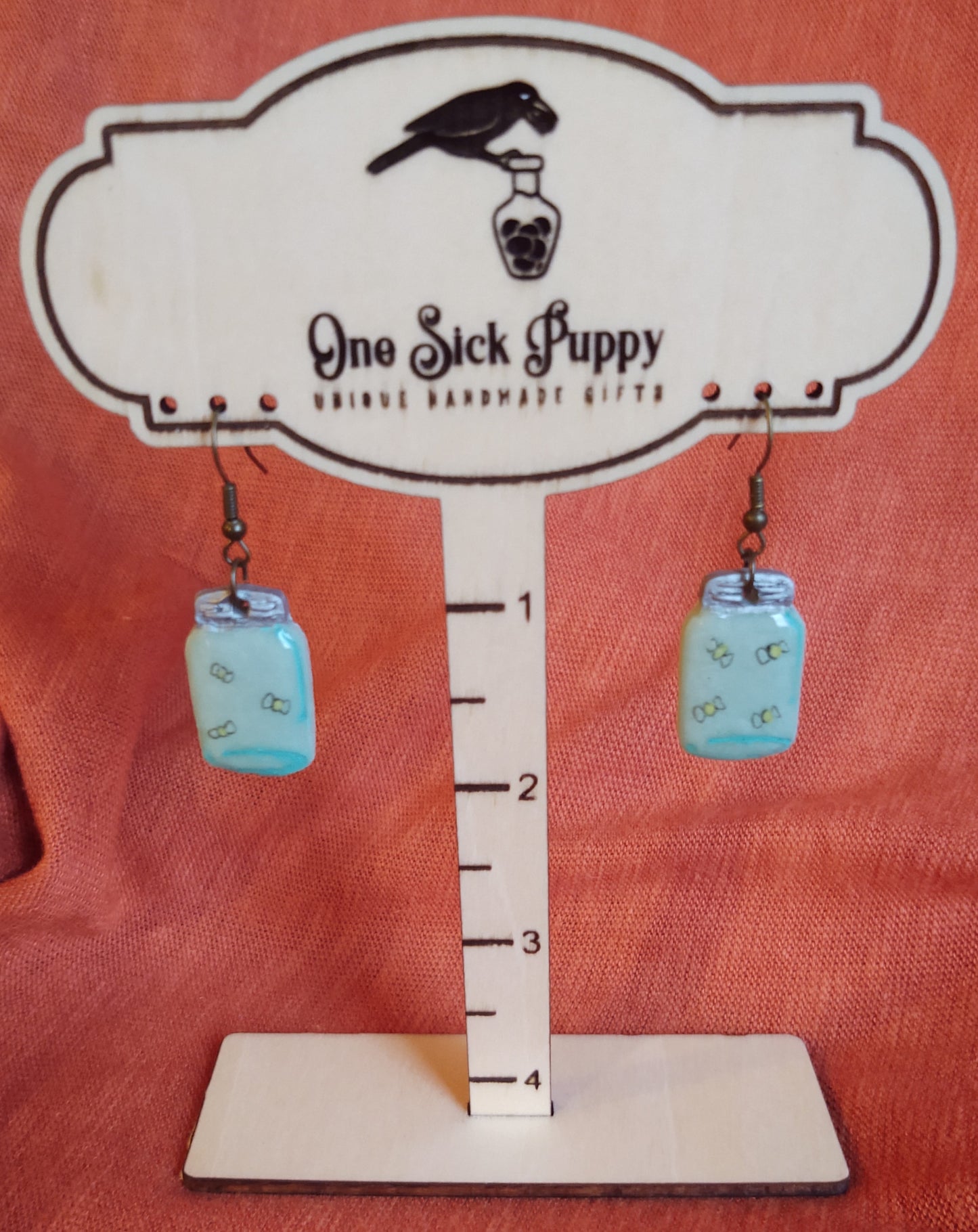 Glowing Firefly Jar Dangle Earrings
