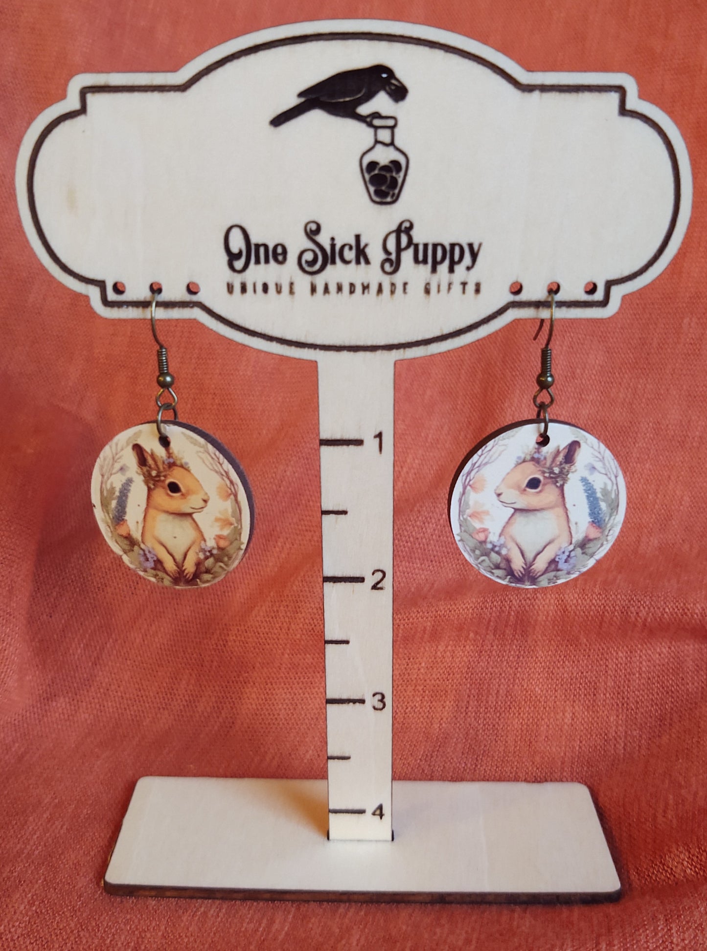Spring Squirrel Wooden Dangles