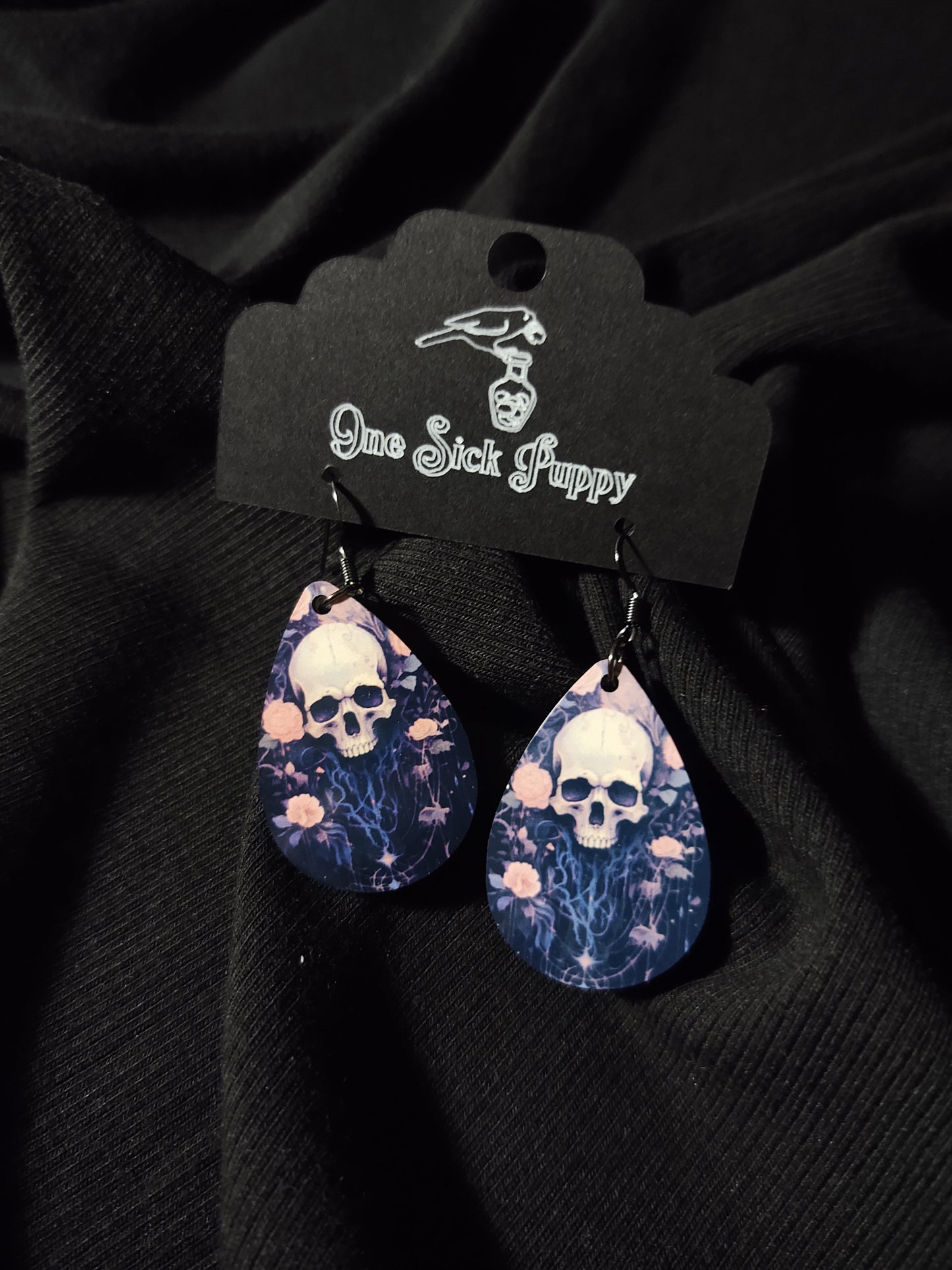 Skull And Roses Wooden Dangles