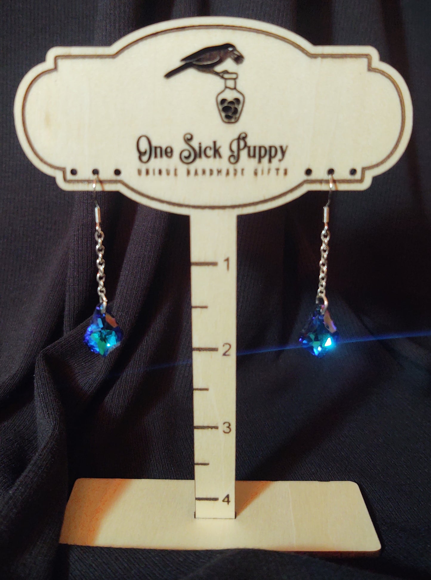 Blue Crystal Drop Dangles