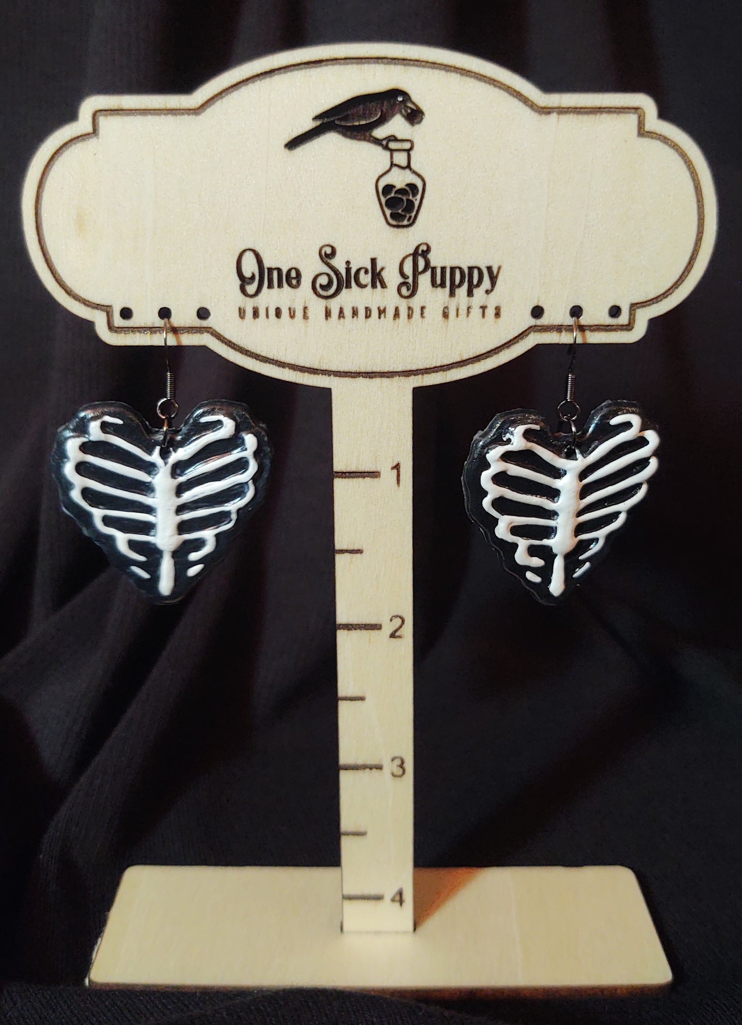 Skeleton Heart Dangle Earrings