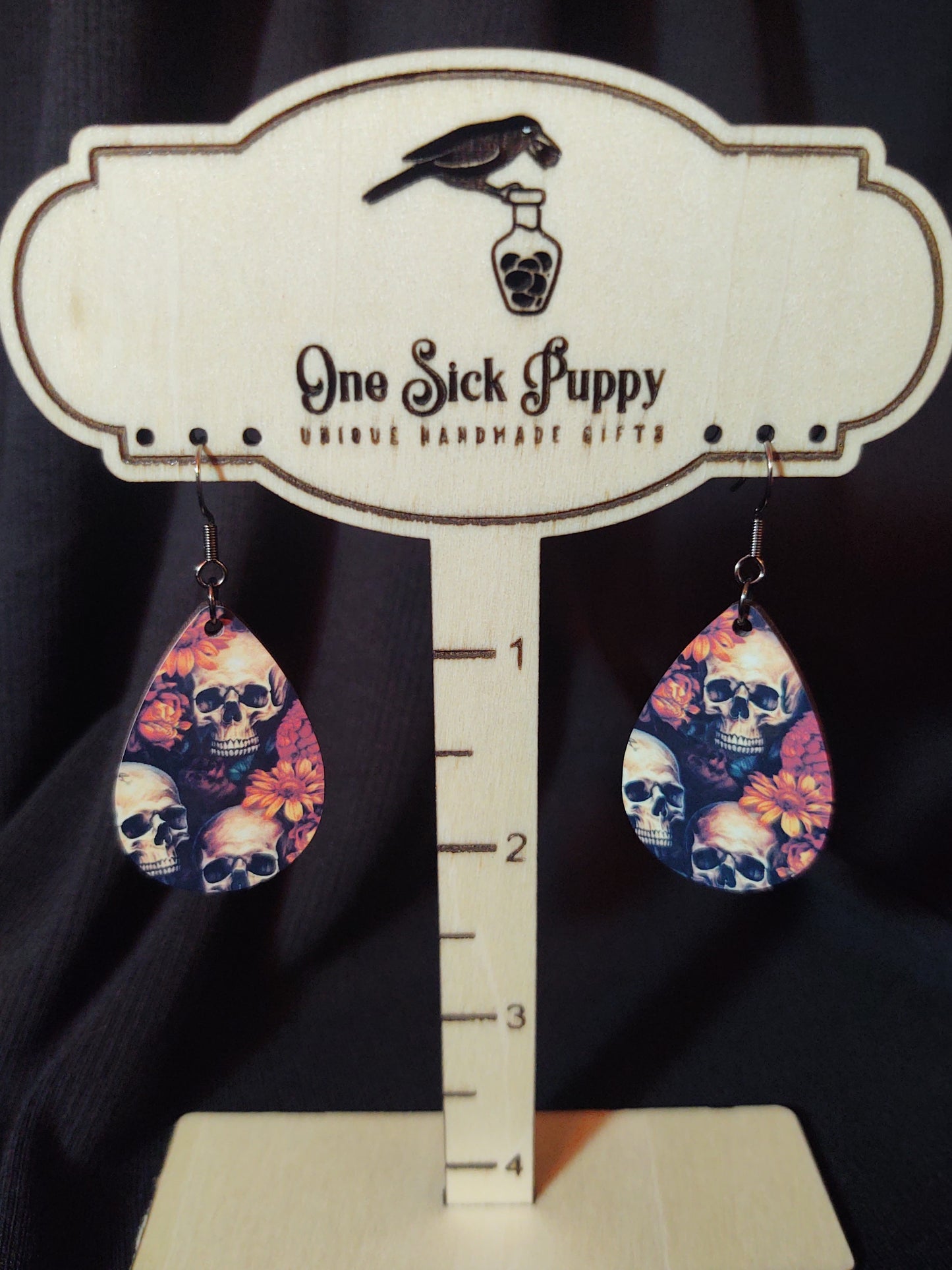 Boho Skull Wooden Dangles