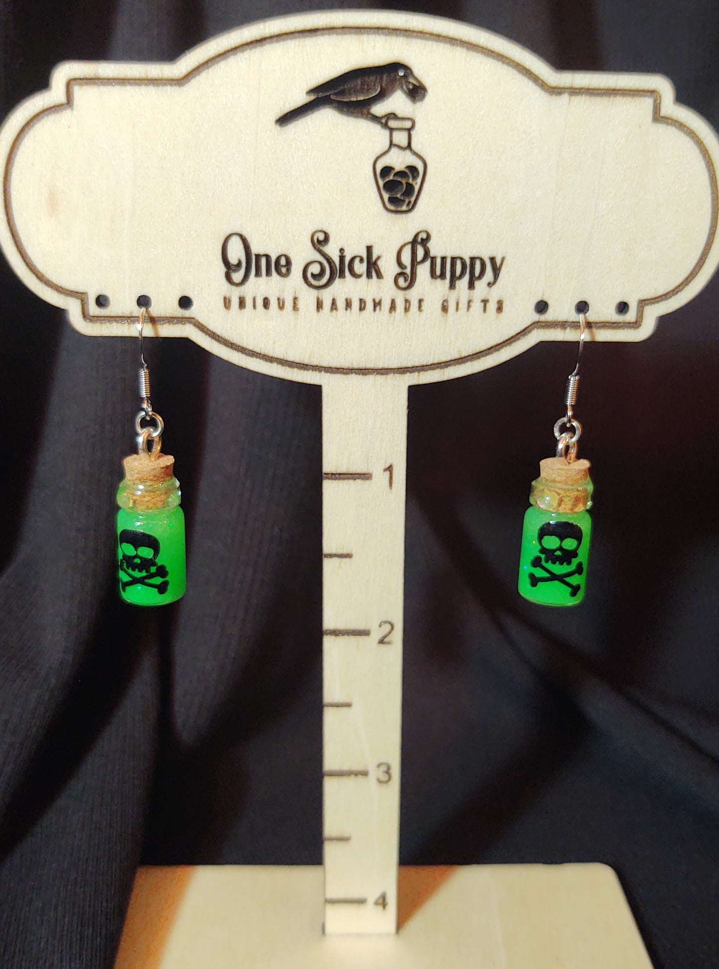 Toxic Green Glow Dangle Earrings