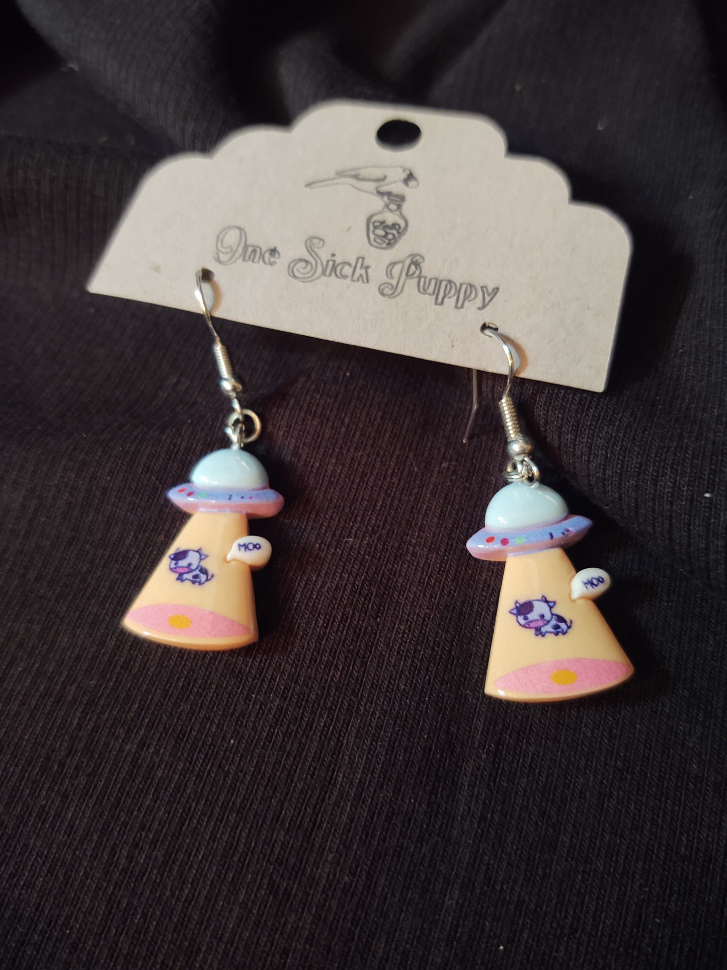 Beam Me Up Bovine Dangle Earrings