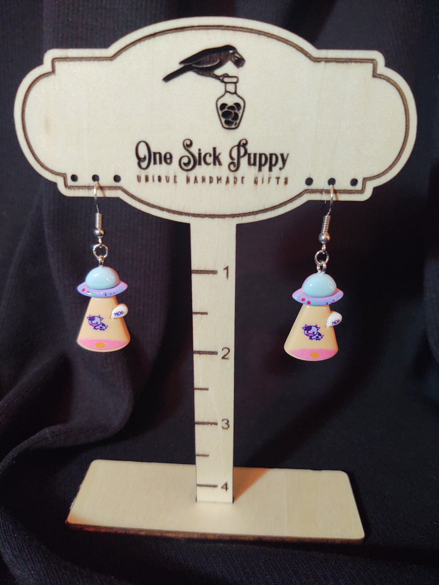 Beam Me Up Bovine Dangle Earrings