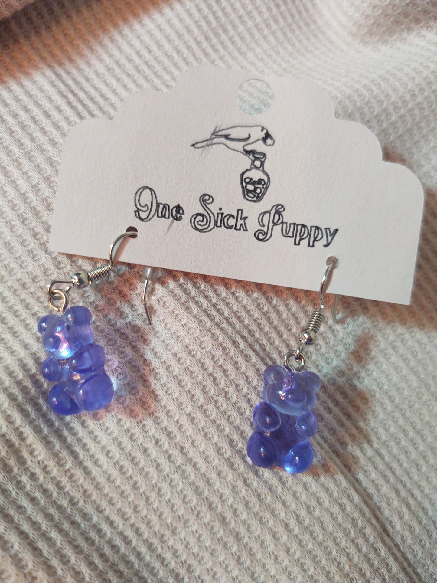 Gummy Bear Drop Earrings- Blueberry