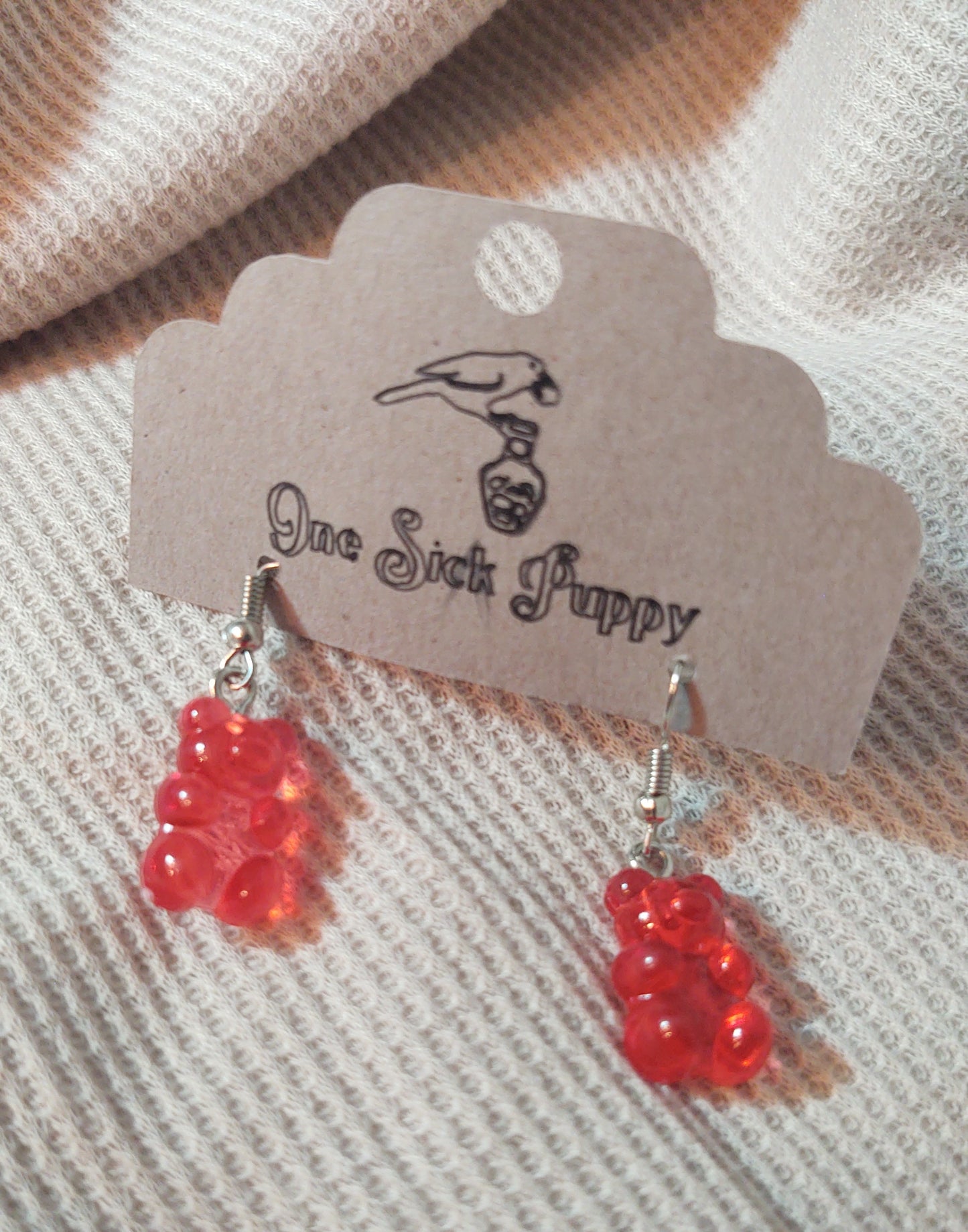 Gummy Bear Drop Earrings- Cherry