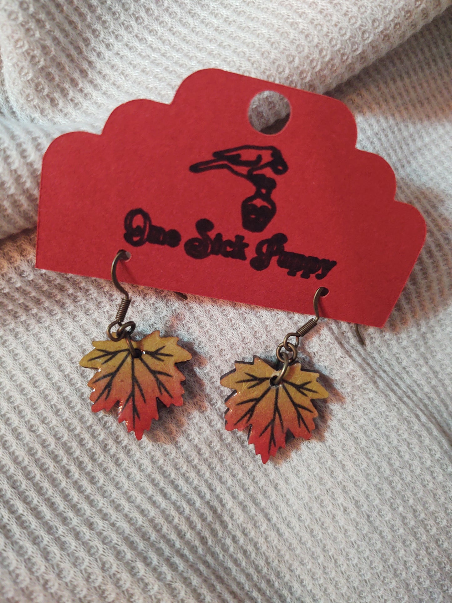 Wooden Fall Leaf Earrings