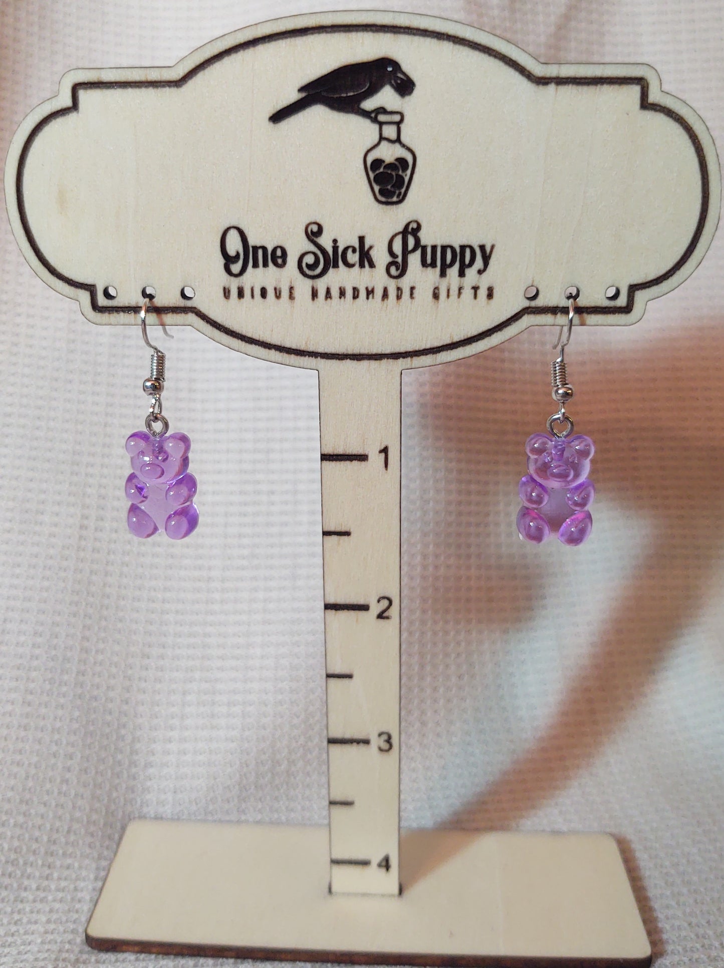 Gummy Bear Drop Earrings- Grape