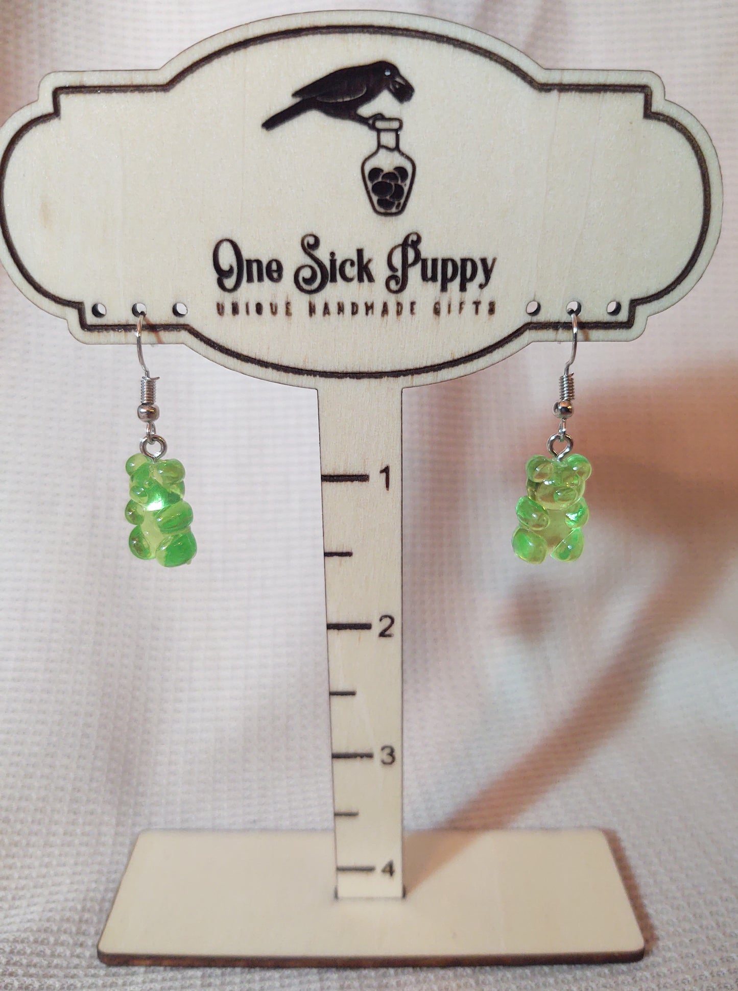 Gummy Bear Drop Earrings- Lime