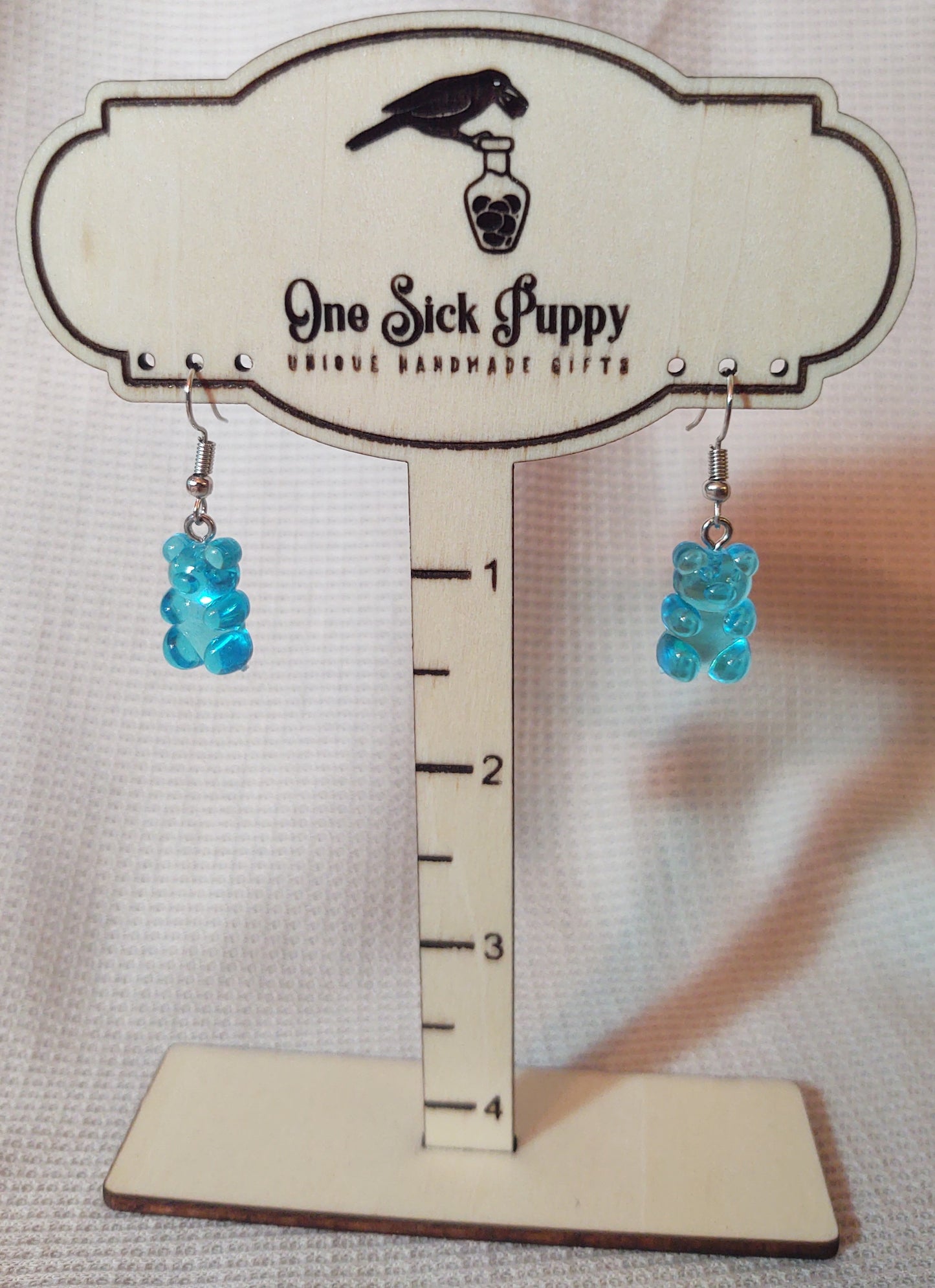 Gummy Bear Drop Earrings- Blue Raspberry