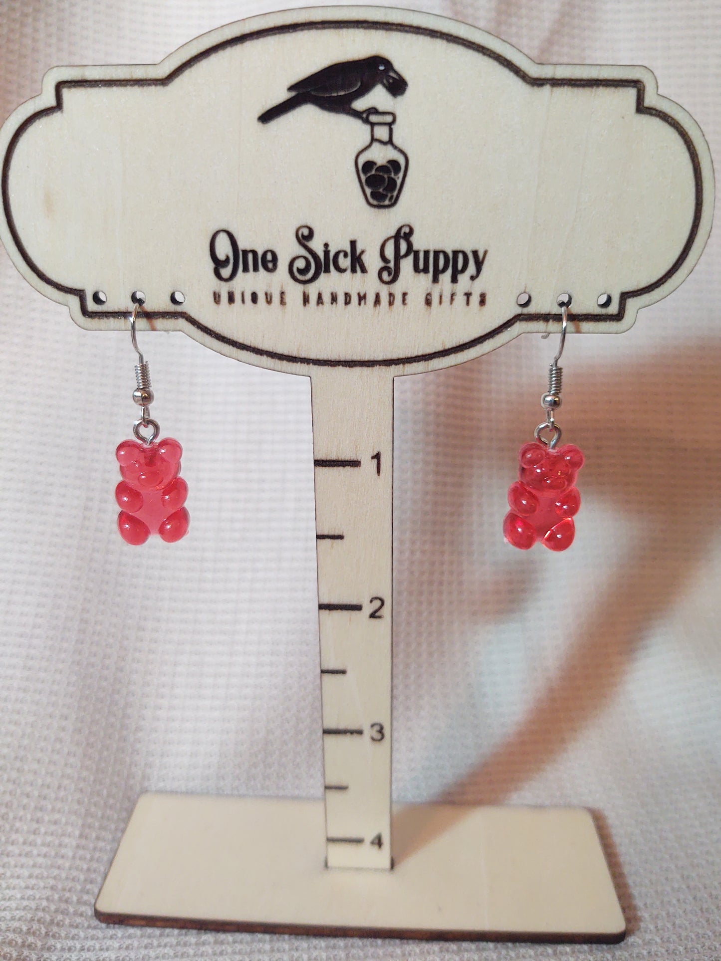 Gummy Bear Drop Earrings- Cherry