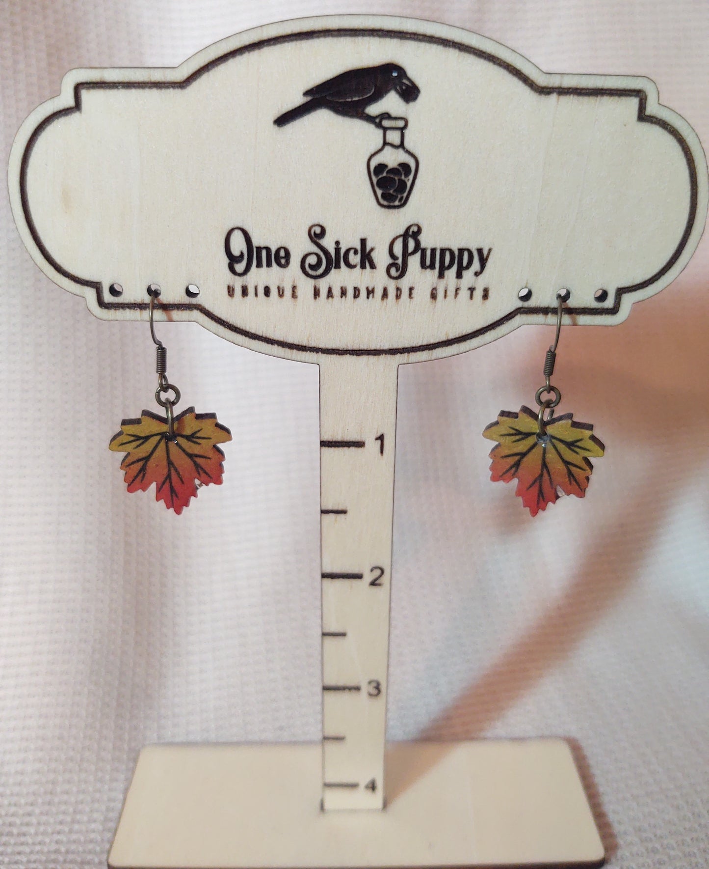 Wooden Fall Leaf Earrings