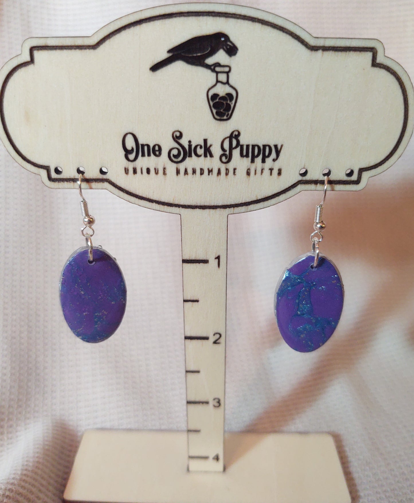 Purple Abstract Oval Earrings